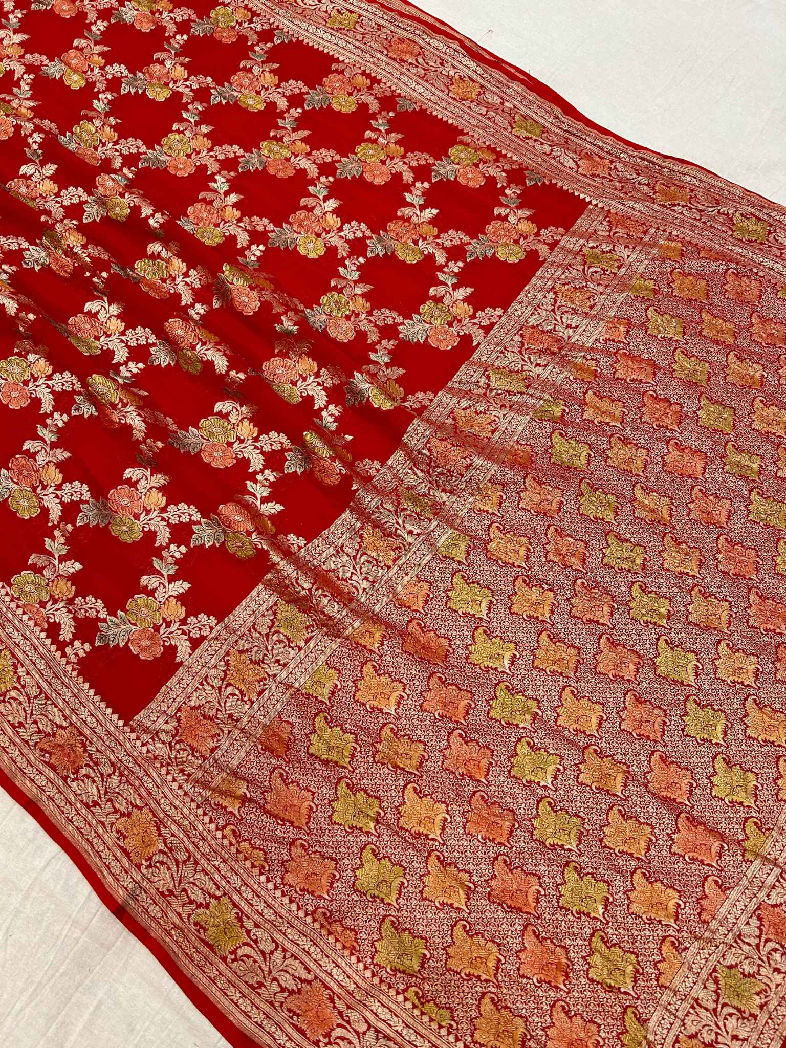 Khaddi Georgette Handloom Banarasi Saree