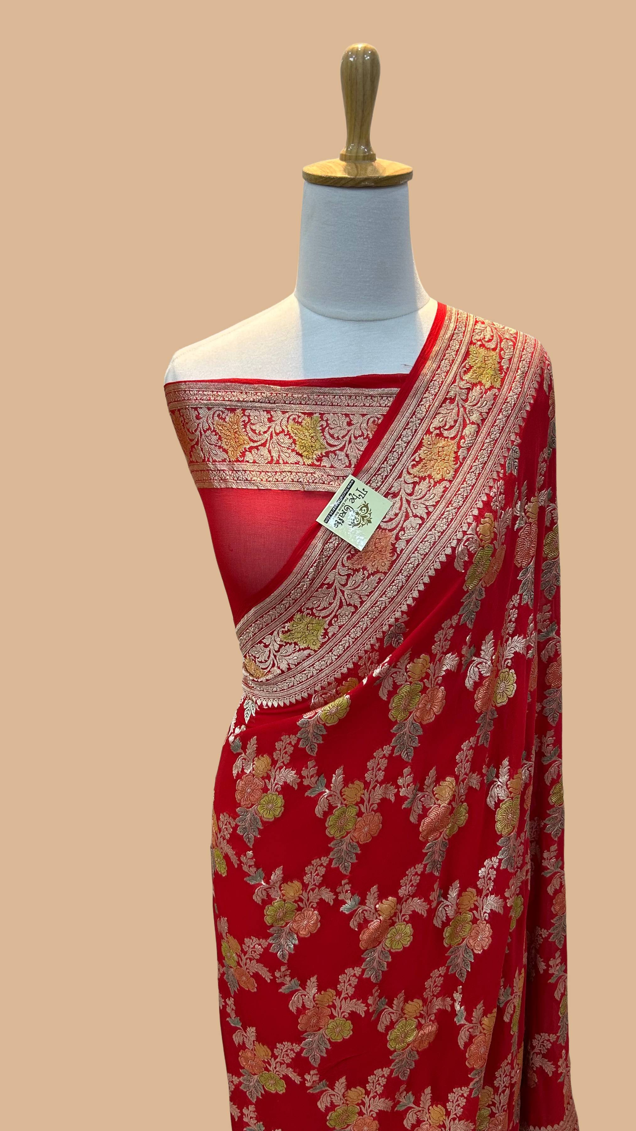 Khaddi Georgette Handloom Banarasi Saree