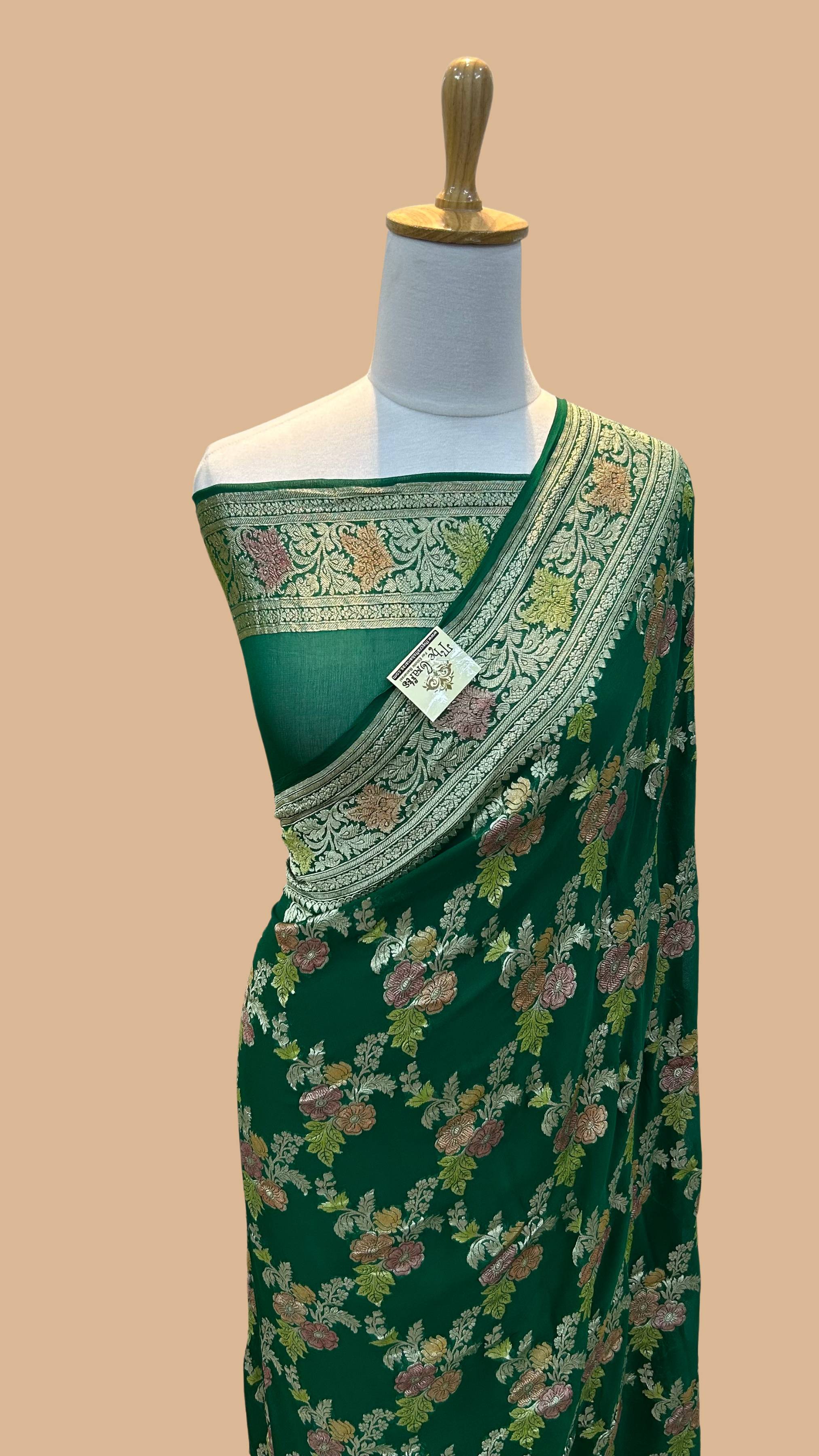 Khaddi Georgette Handloom Banarasi Saree