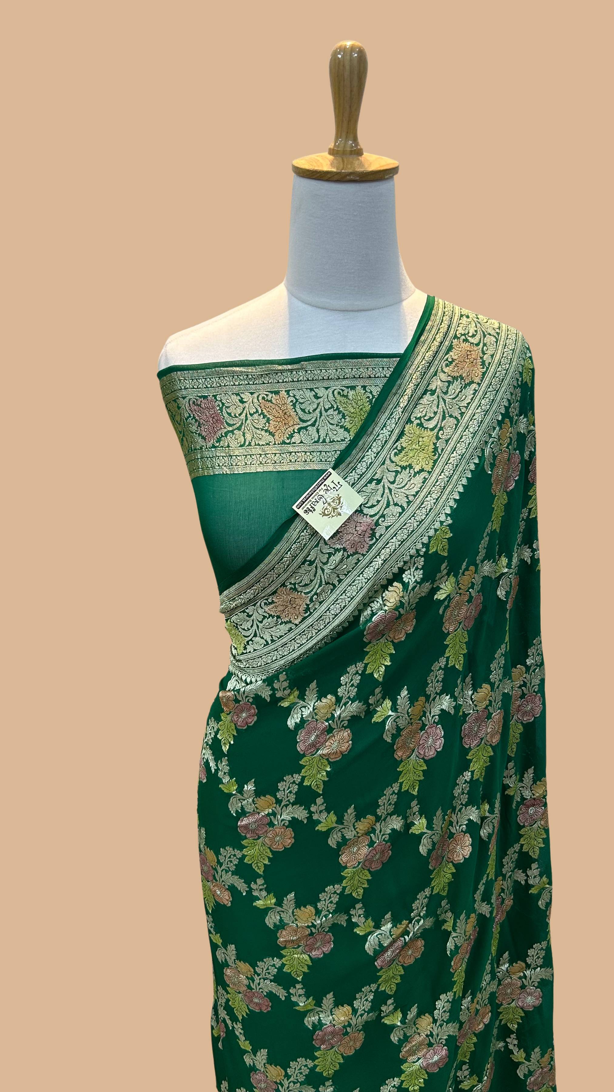 Khaddi Georgette Handloom Banarasi Saree