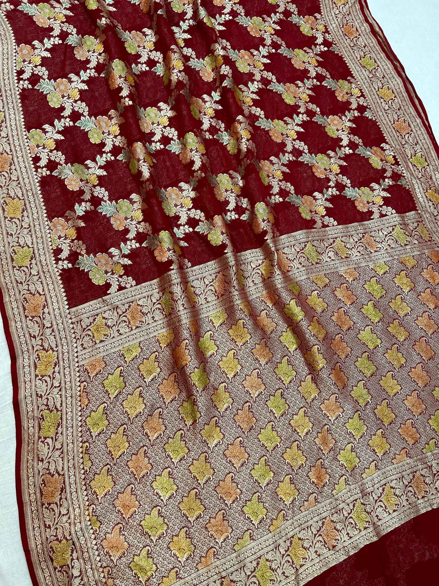 Khaddi Georgette Handloom Banarasi Saree