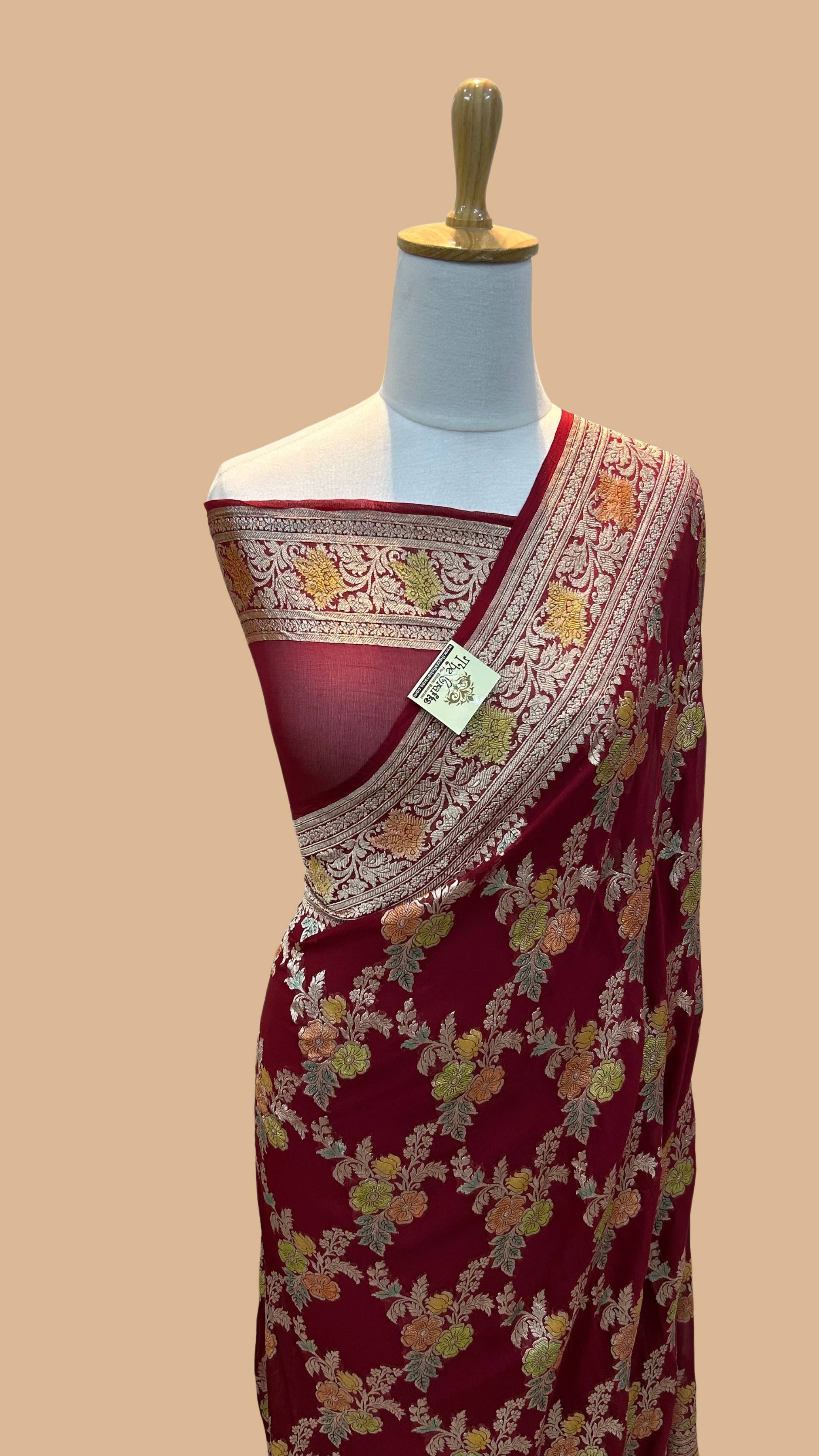 Khaddi Georgette Handloom Banarasi Saree