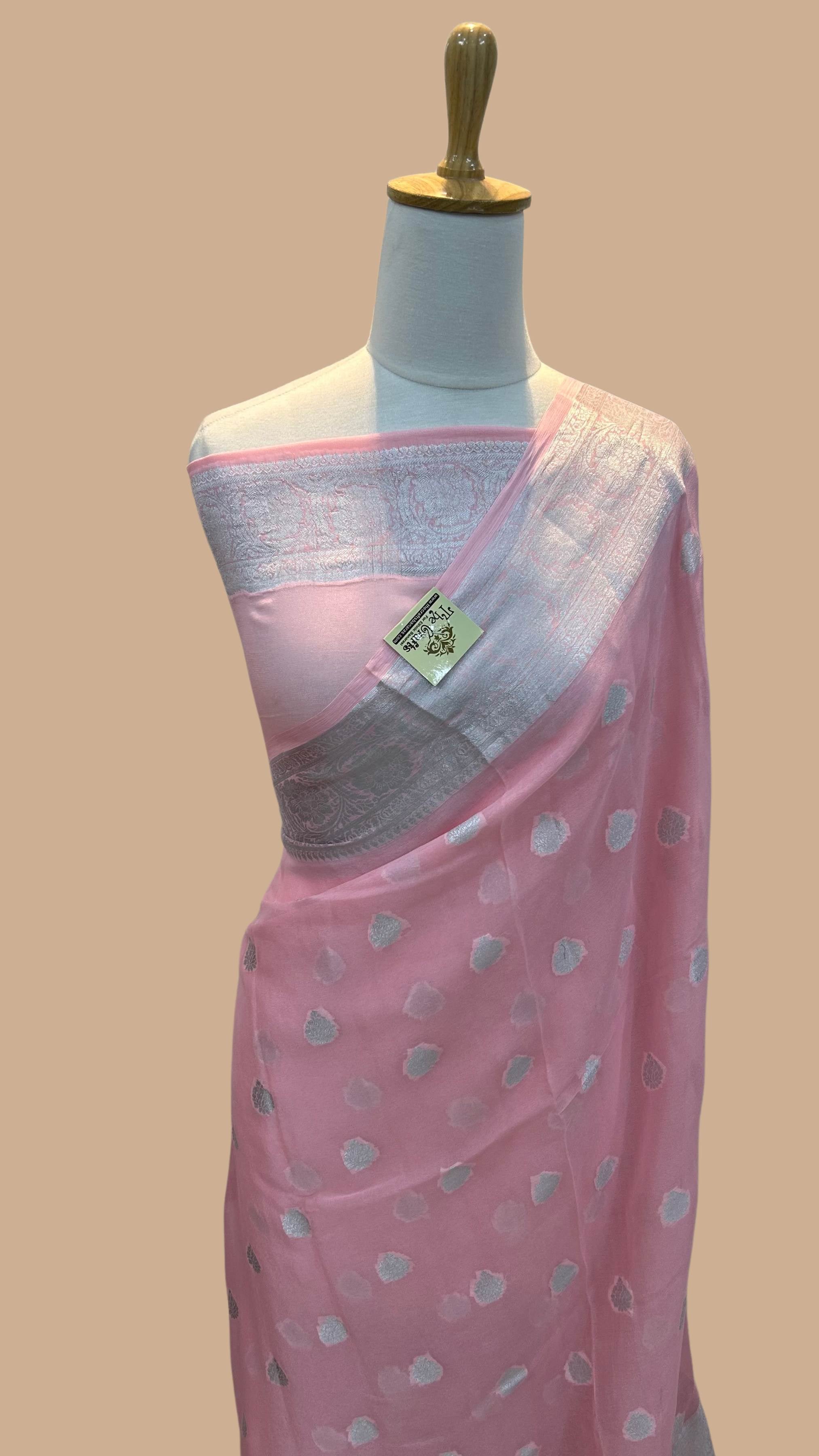 Pure Khaddi Chiffon Banarasi Saree