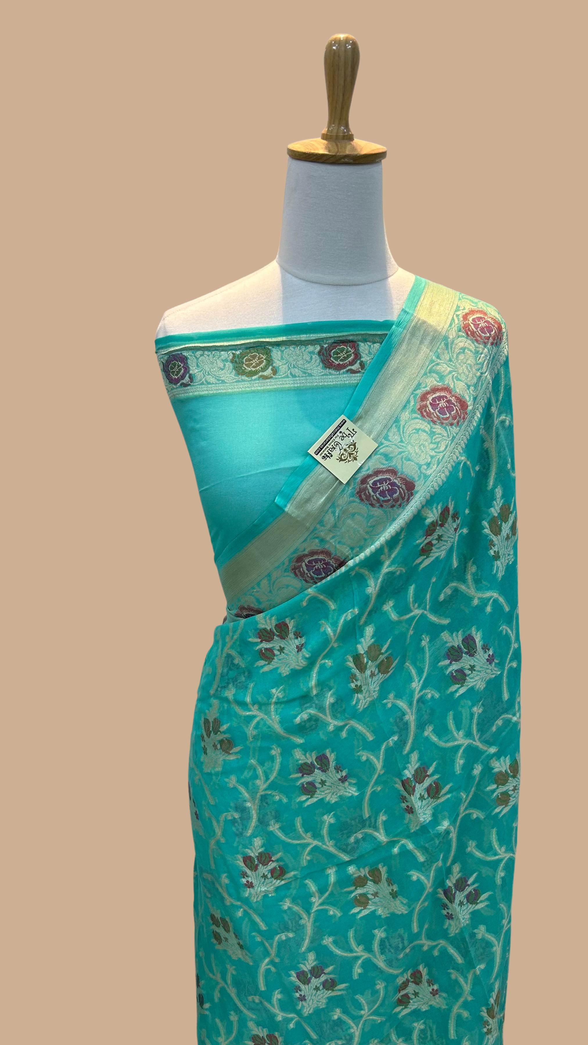 Pure Khaddi Chiffon Banarasi Saree