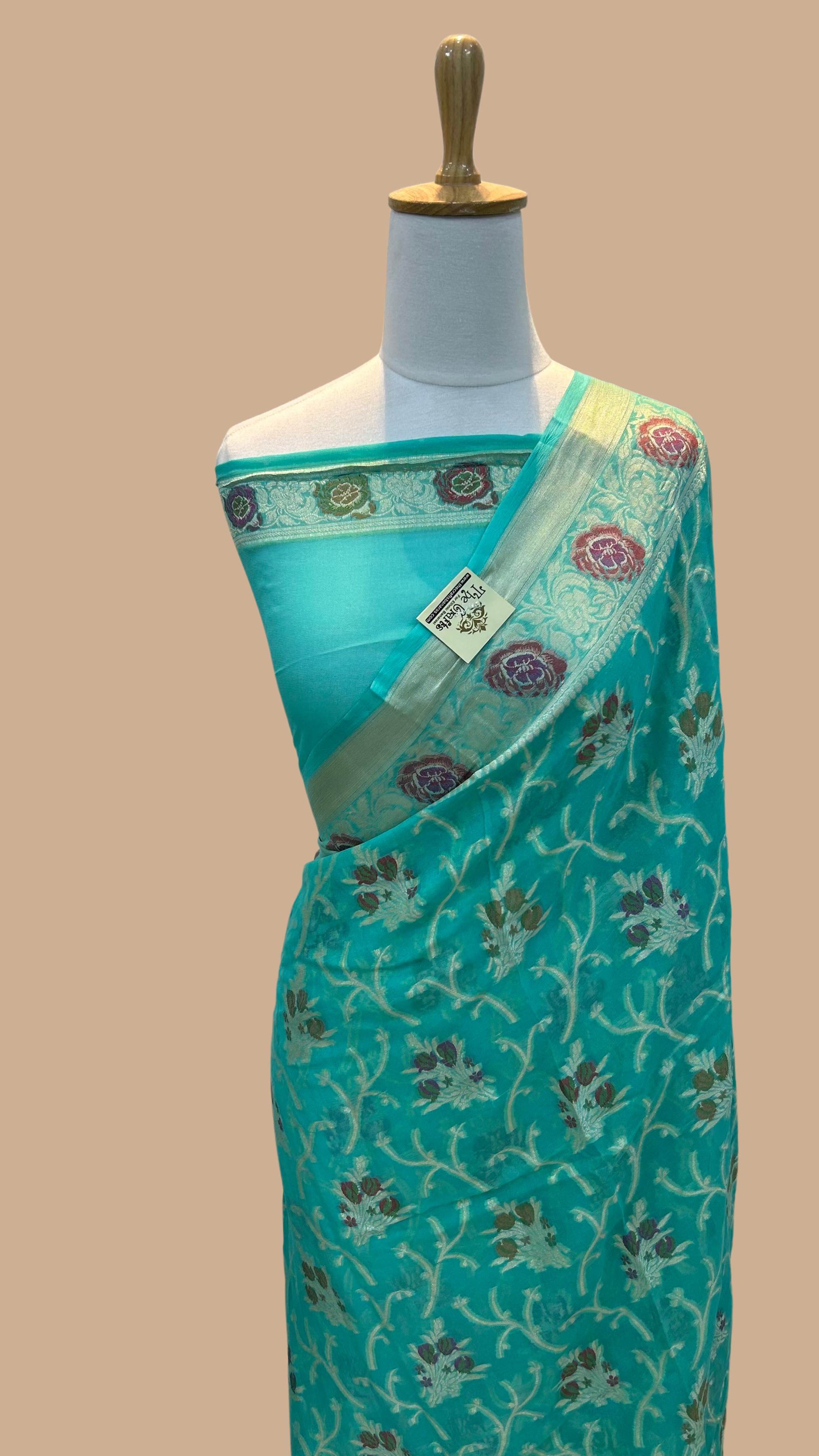 Pure Khaddi Chiffon Banarasi Saree