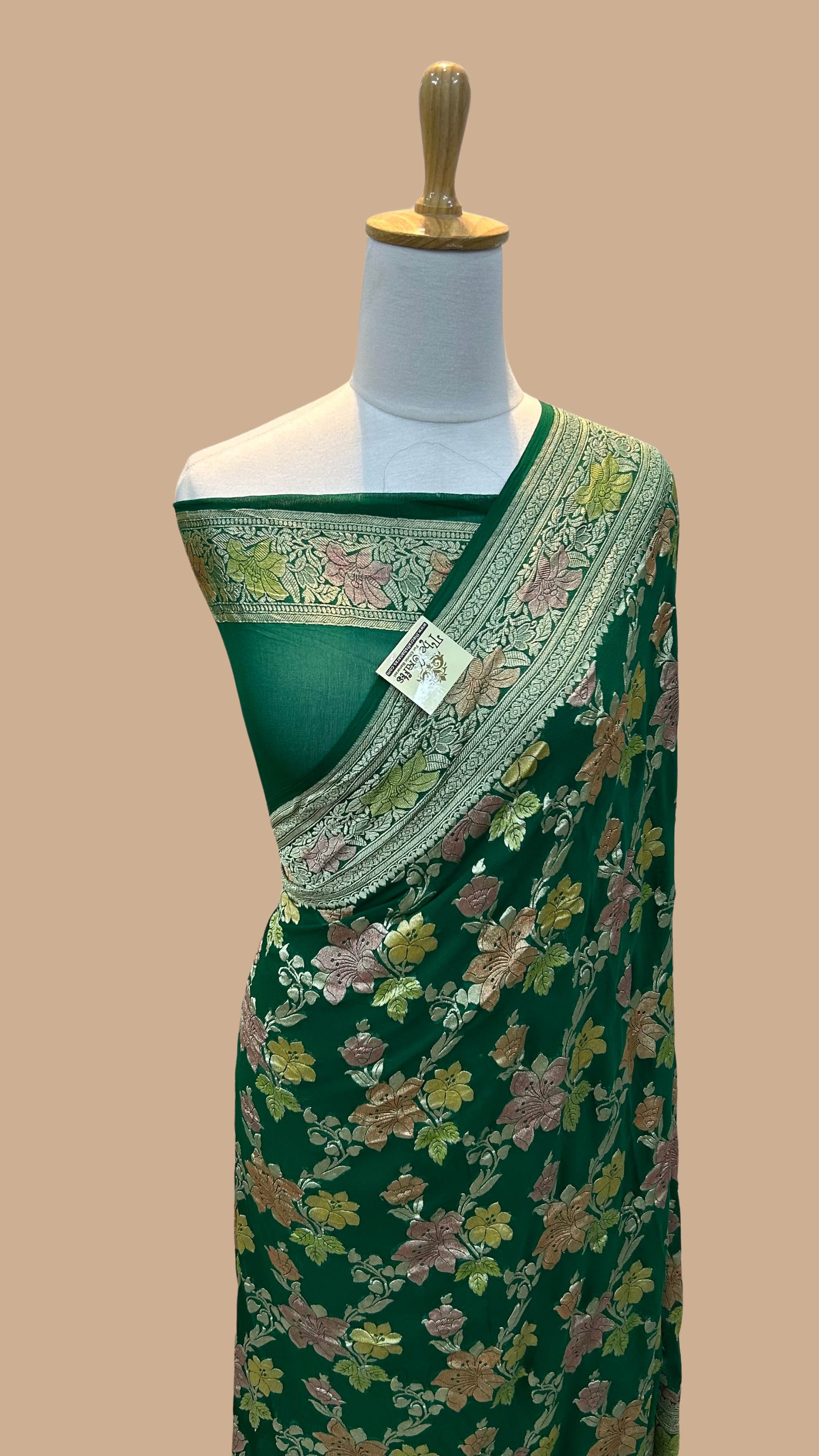 Khaddi Georgette Handloom Banarasi Saree