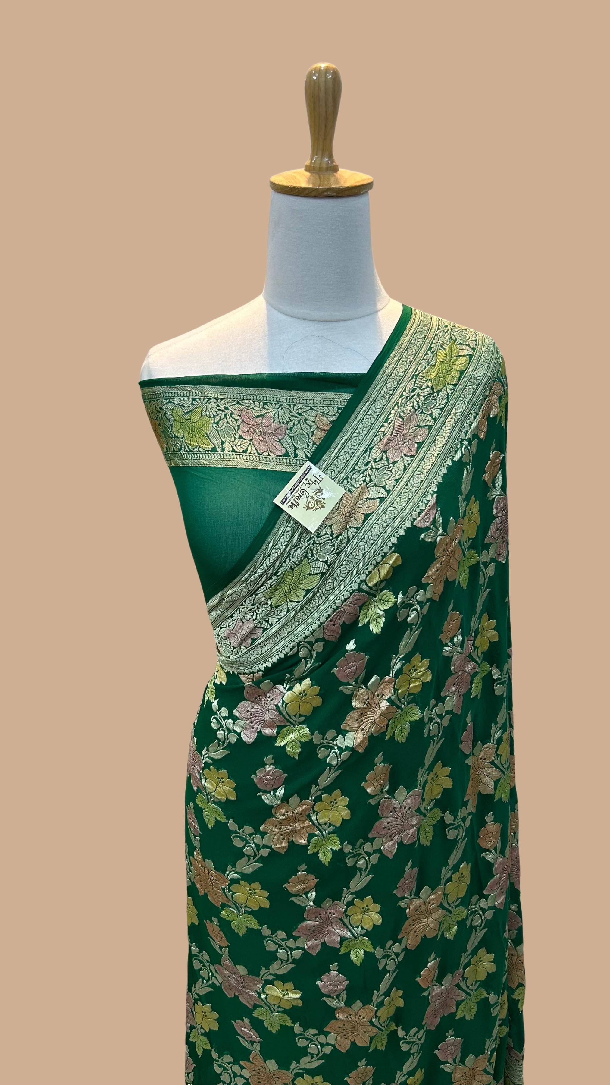 Khaddi Georgette Handloom Banarasi Saree