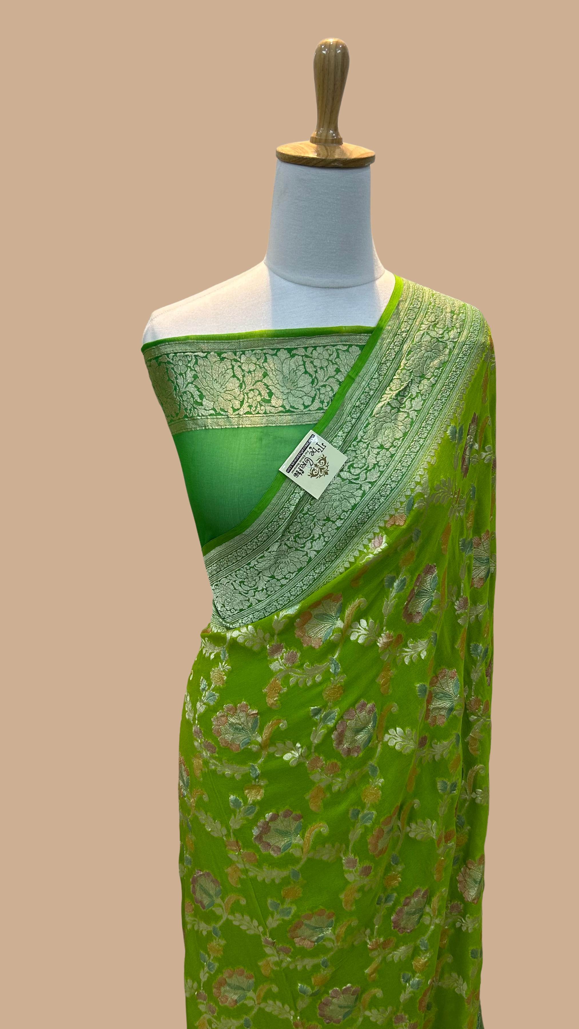 Khaddi Georgette Handloom Banarasi Saree