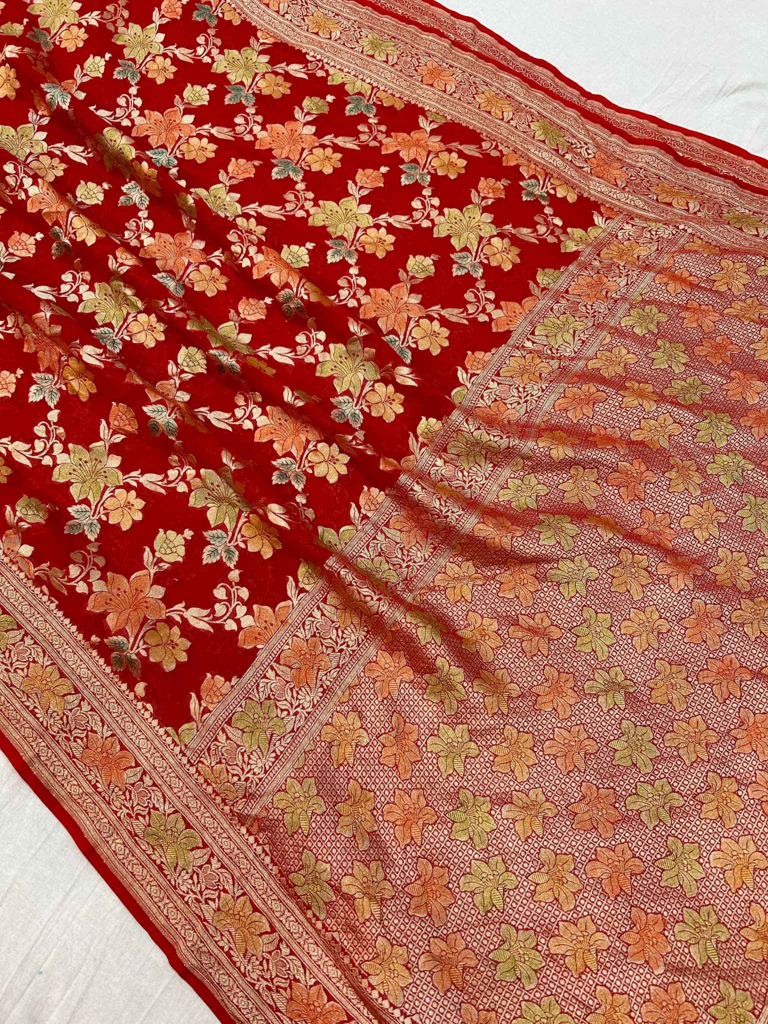 Khaddi Georgette Handloom Banarasi Saree