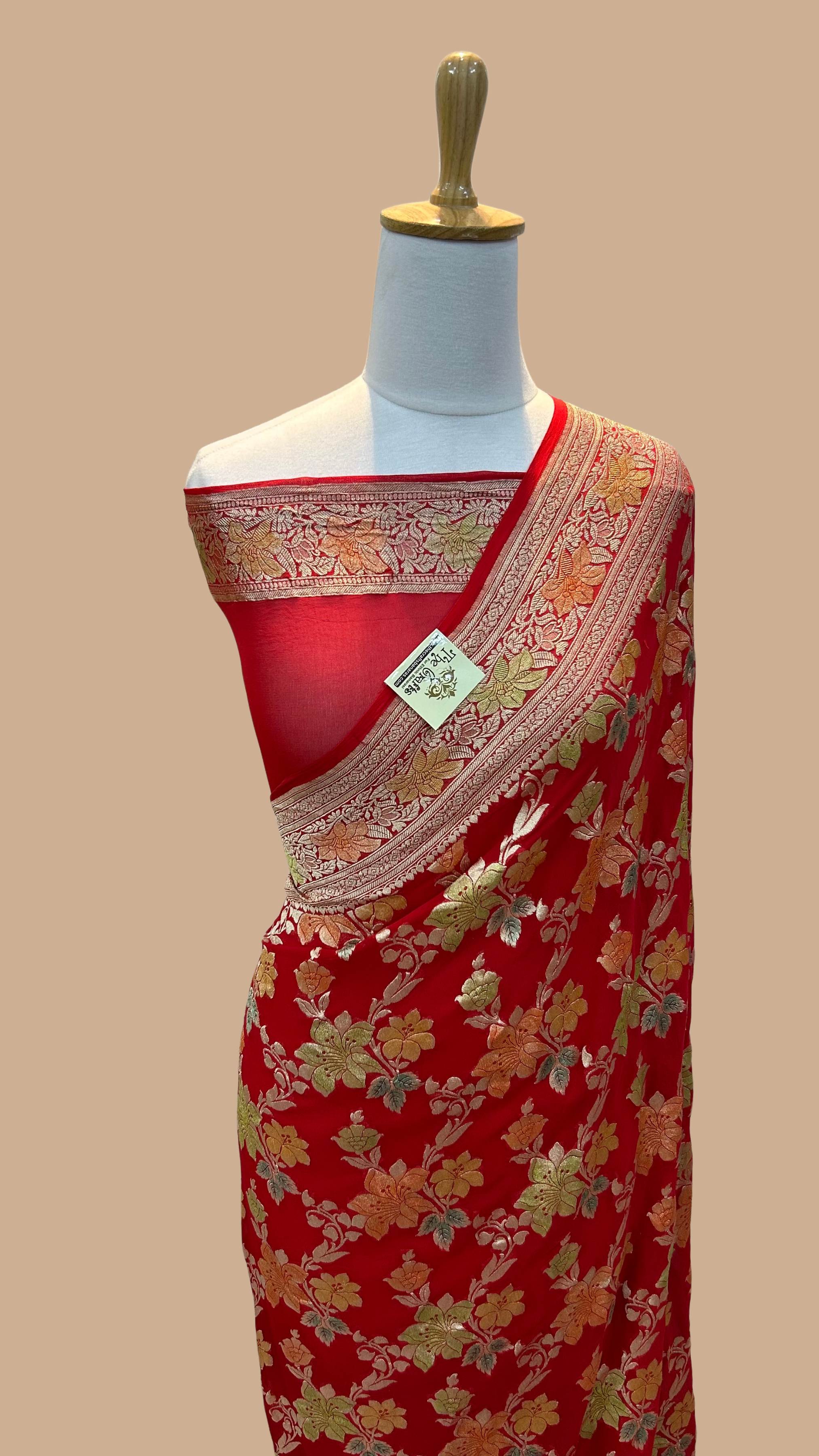 Khaddi Georgette Handloom Banarasi Saree