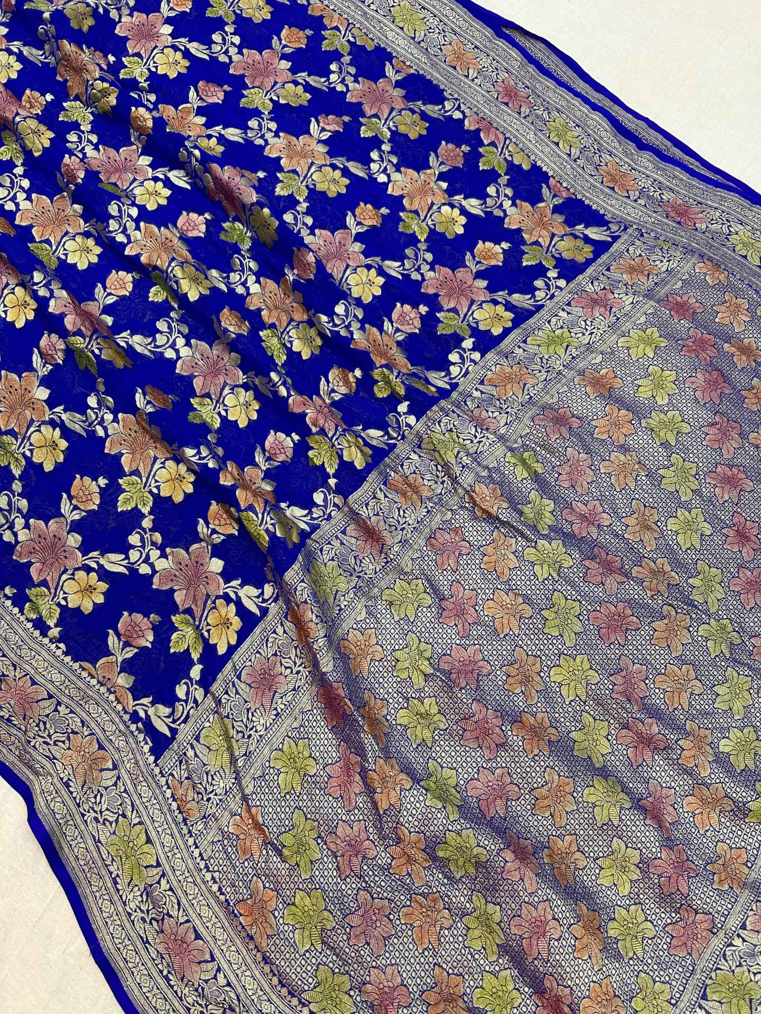 Khaddi Georgette Handloom Banarasi Saree