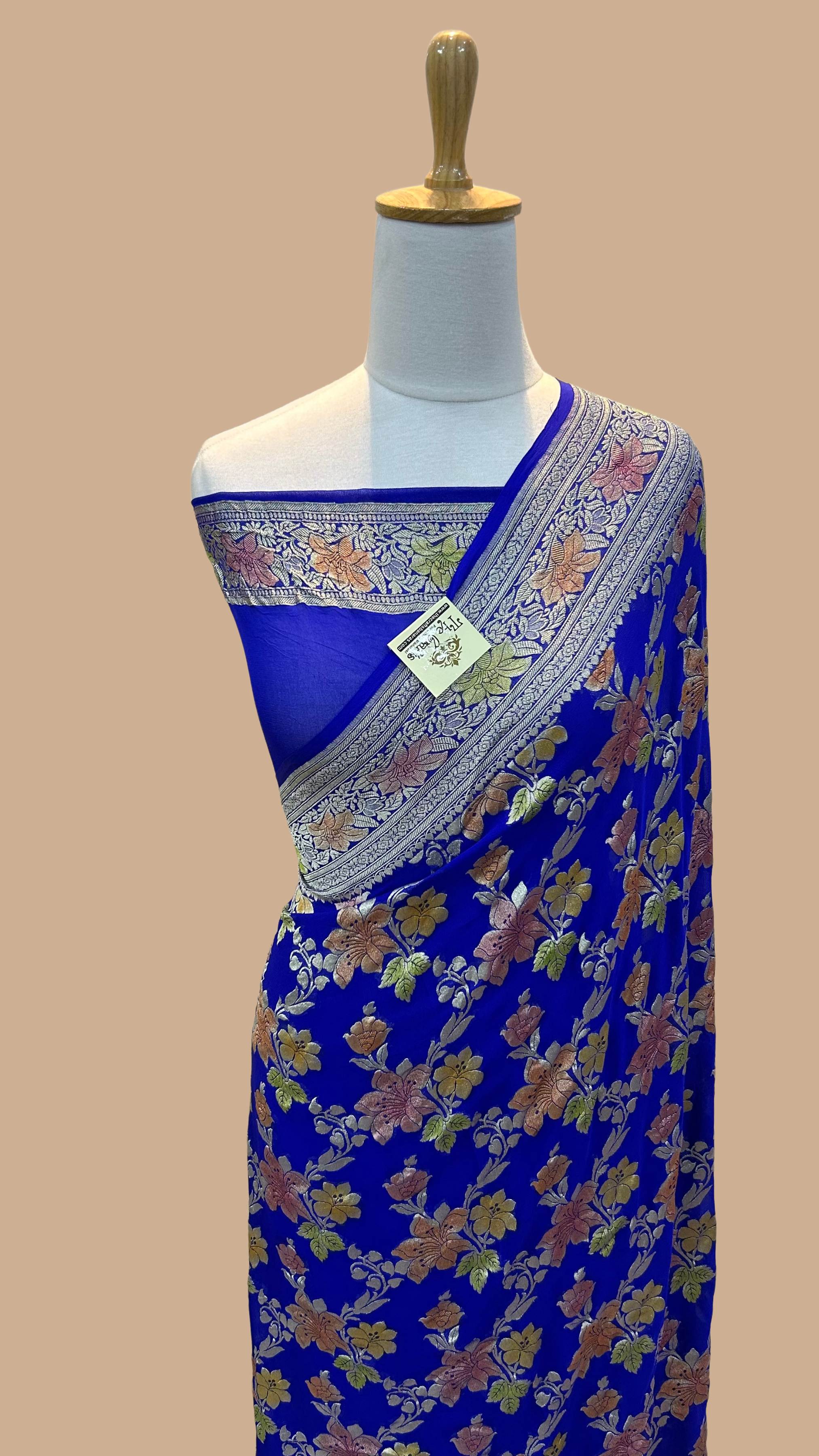 Khaddi Georgette Handloom Banarasi Saree