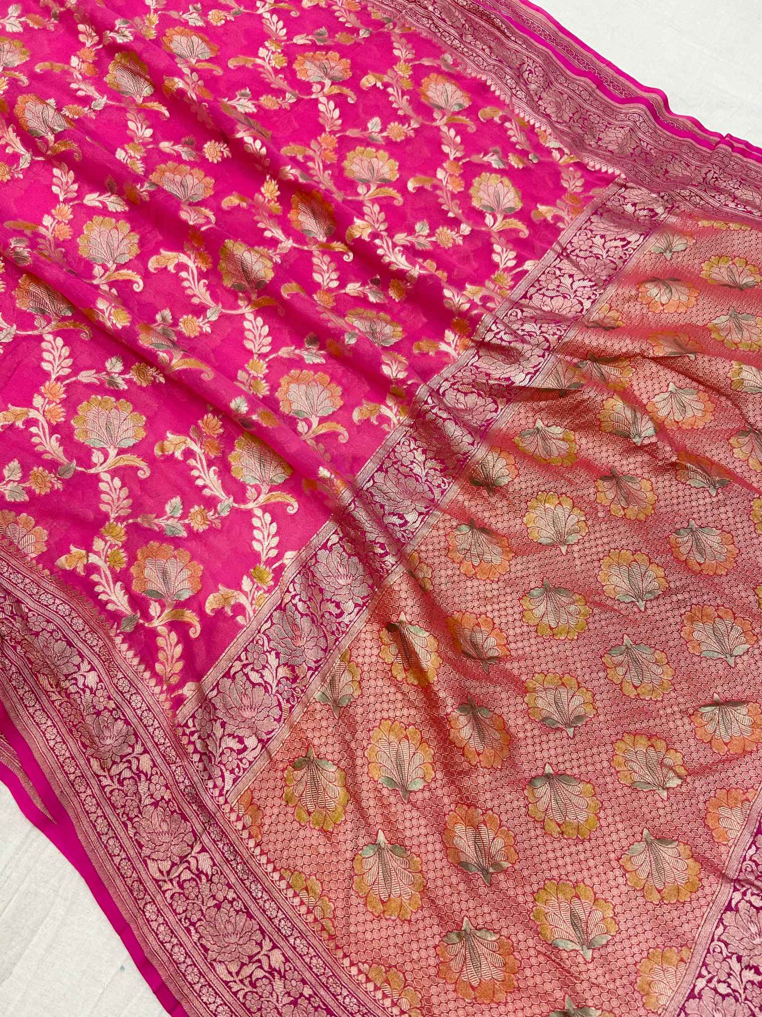 Khaddi Georgette Handloom Banarasi Saree