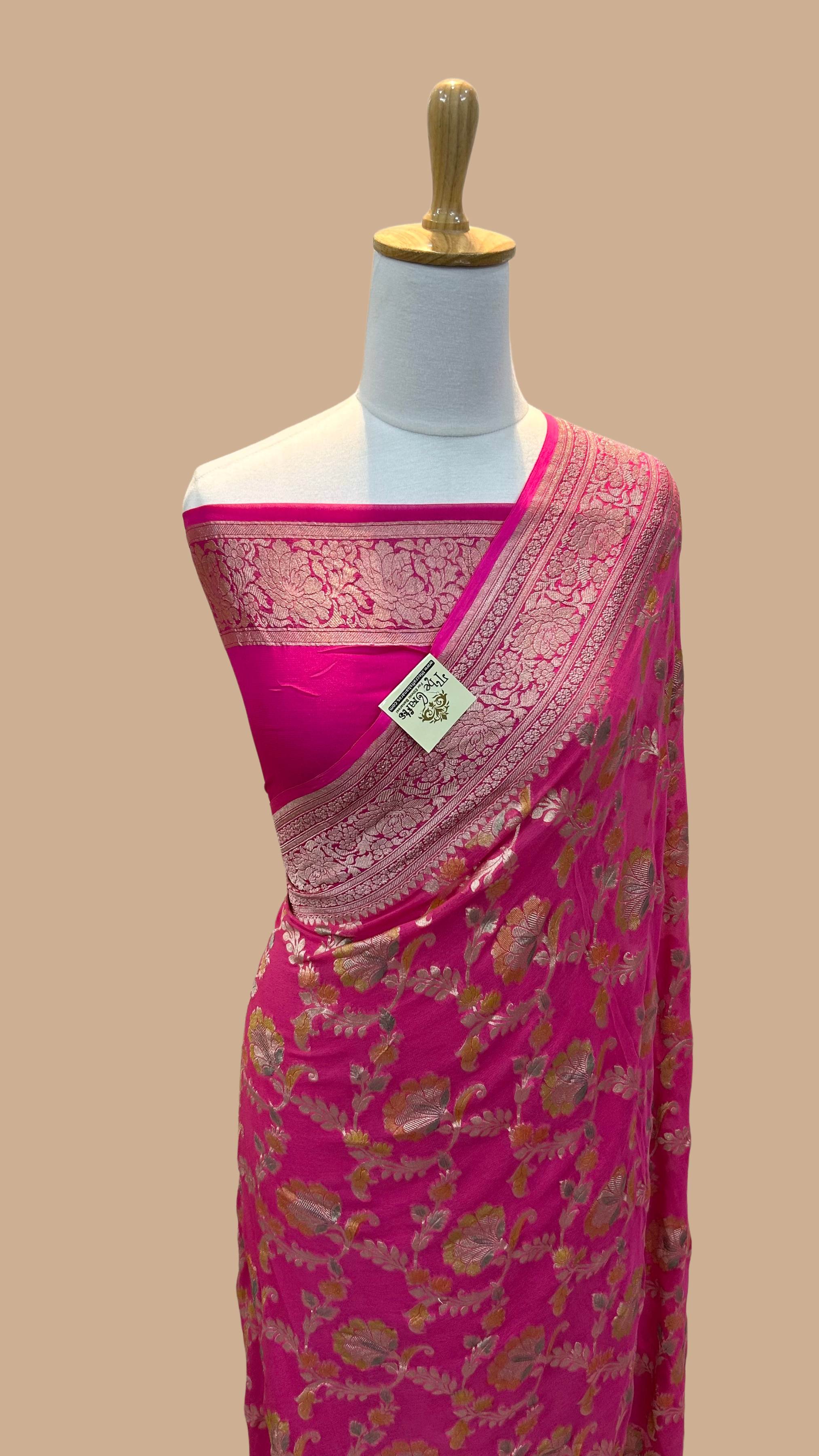 Khaddi Georgette Handloom Banarasi Saree