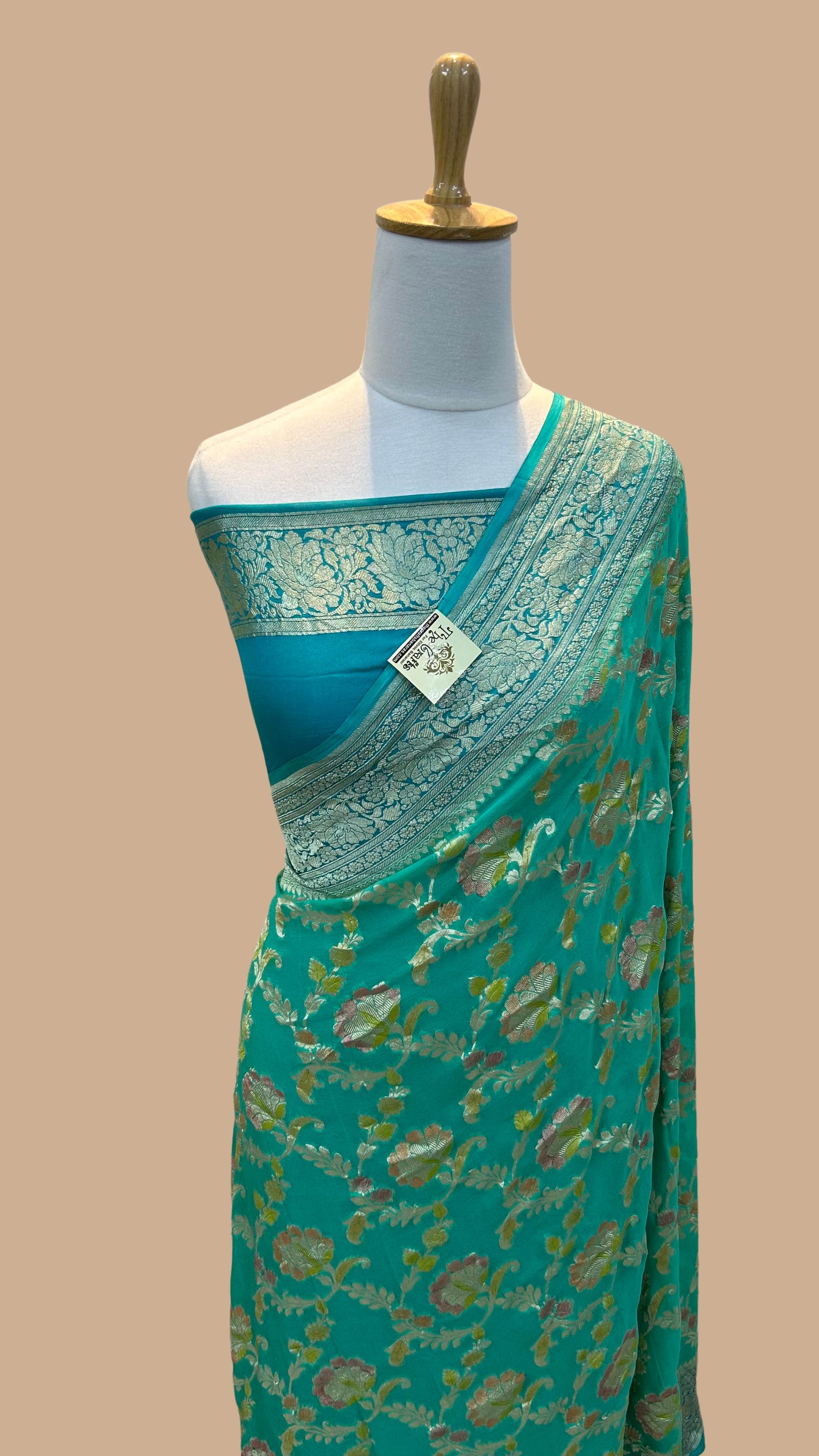 Khaddi Georgette Handloom Banarasi Saree