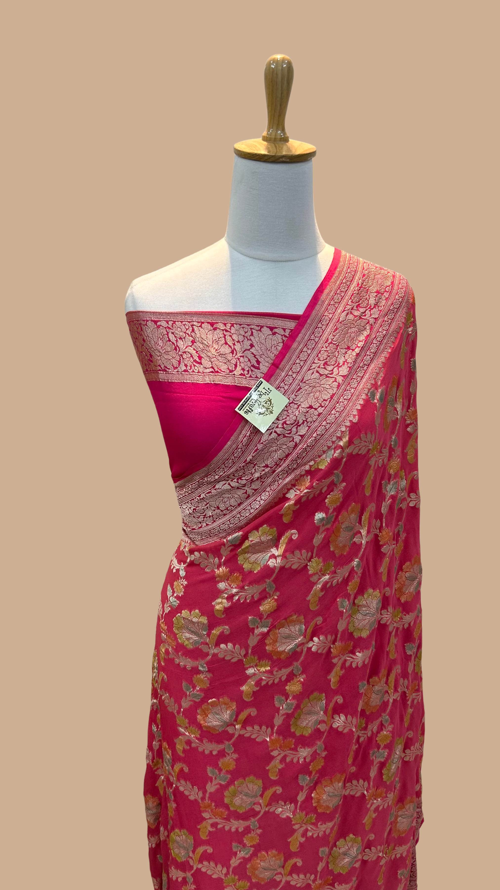 Khaddi Georgette Handloom Banarasi Saree