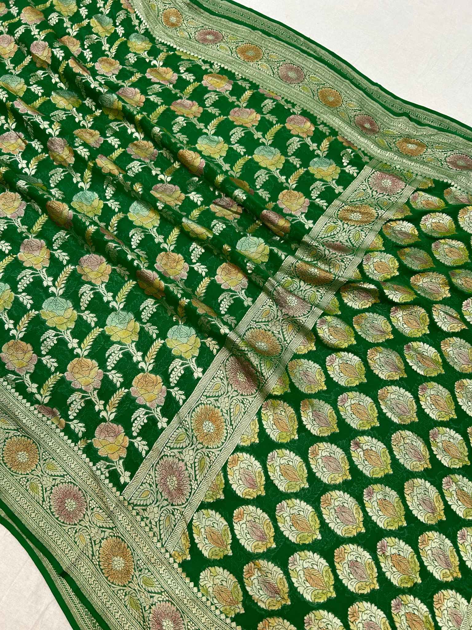 Khaddi Georgette Handloom Banarasi Saree