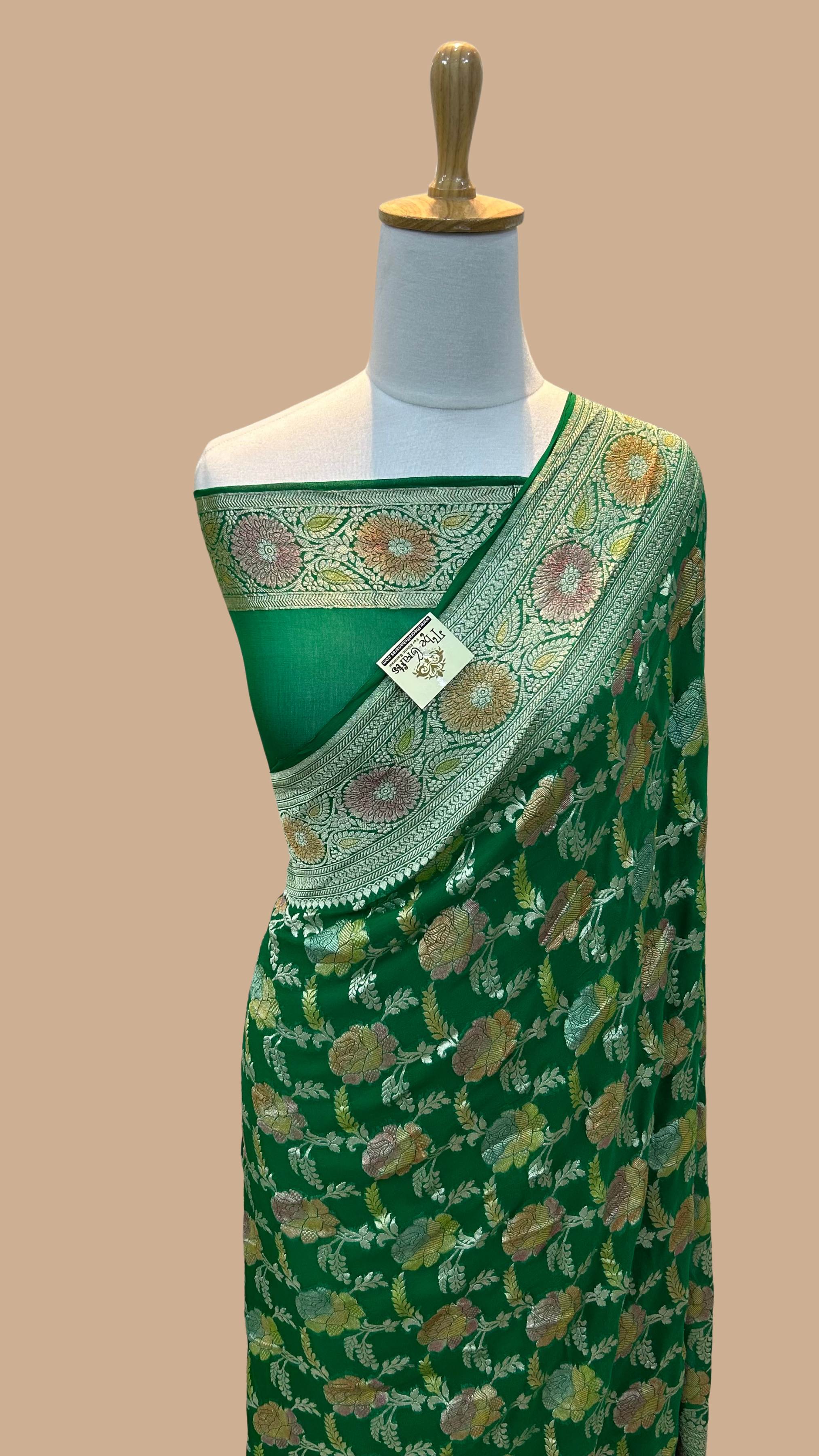 Khaddi Georgette Handloom Banarasi Saree