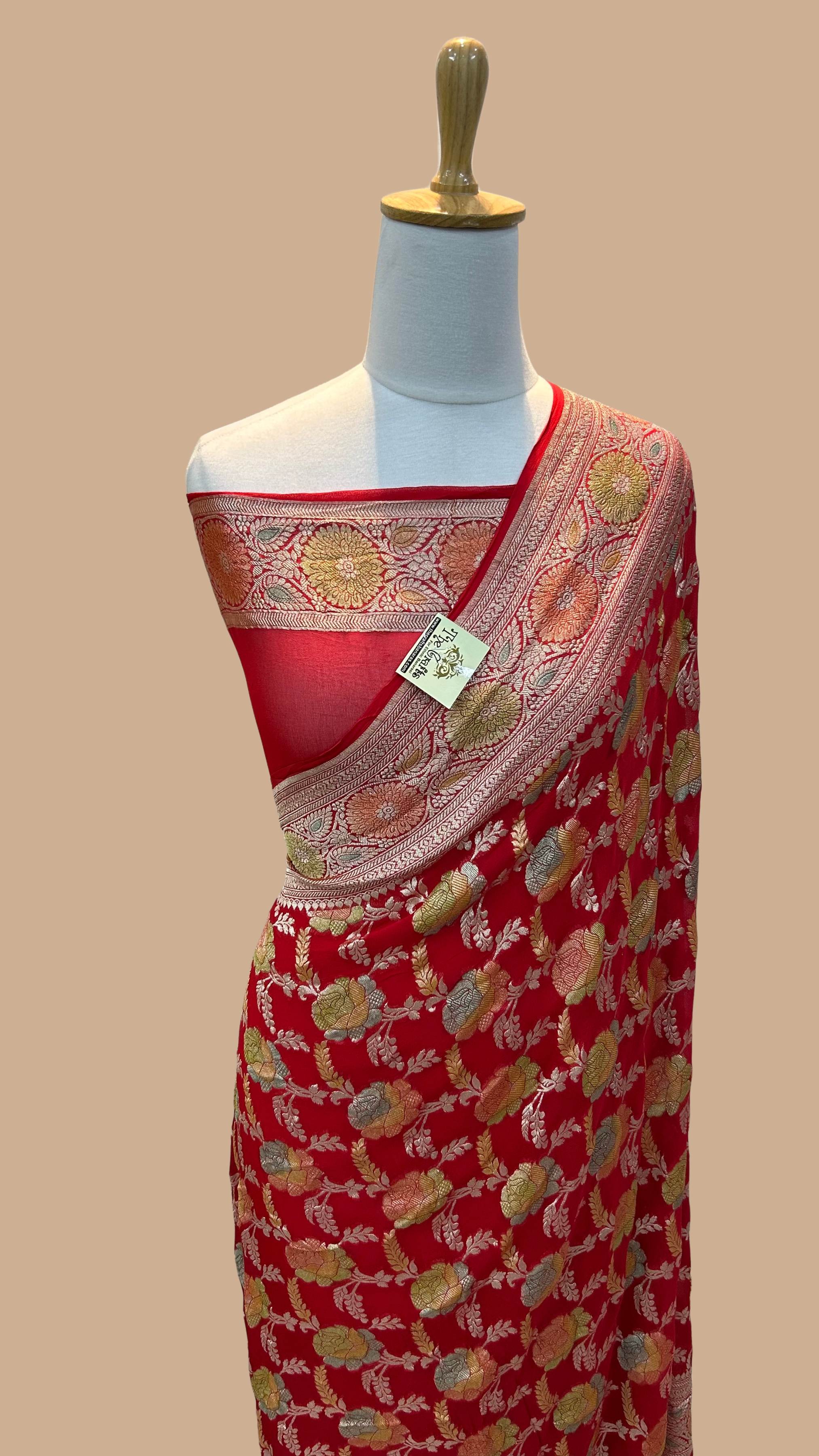 Khaddi Georgette Handloom Banarasi Saree