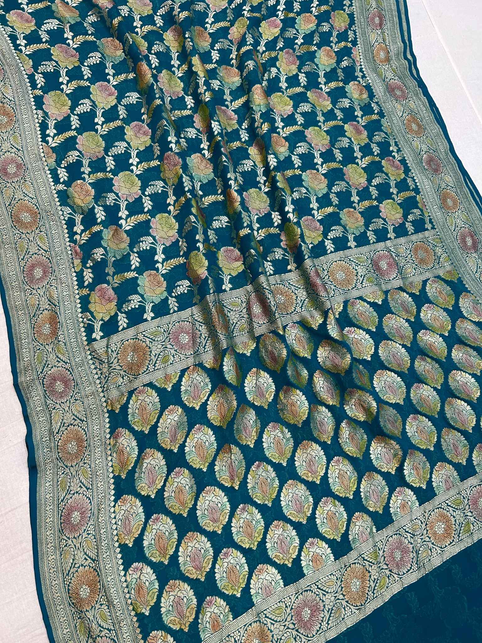 Khaddi Georgette Handloom Banarasi Saree