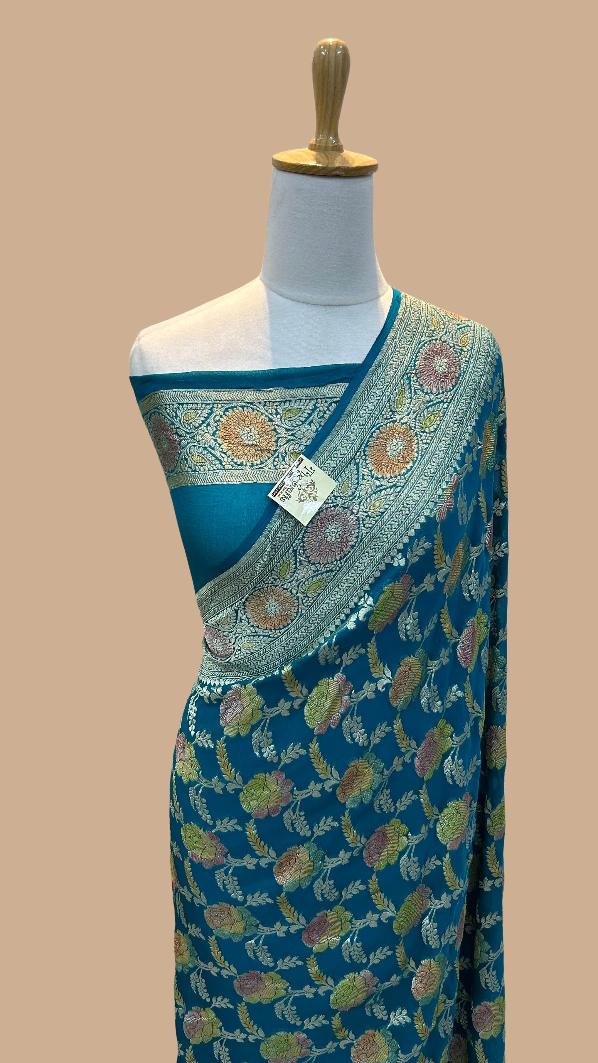 Khaddi Georgette Handloom Banarasi Saree