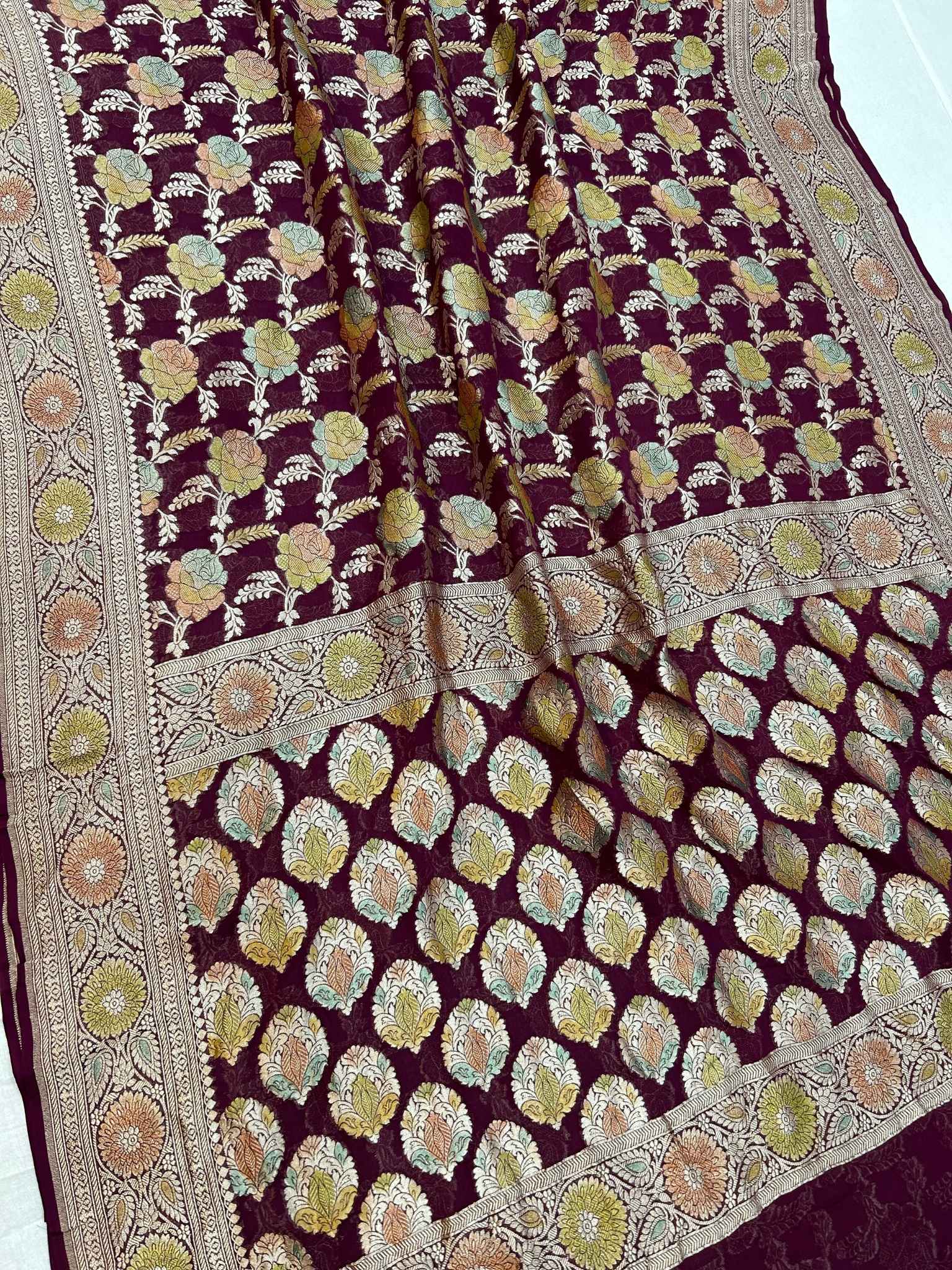 Khaddi Georgette Handloom Banarasi Saree