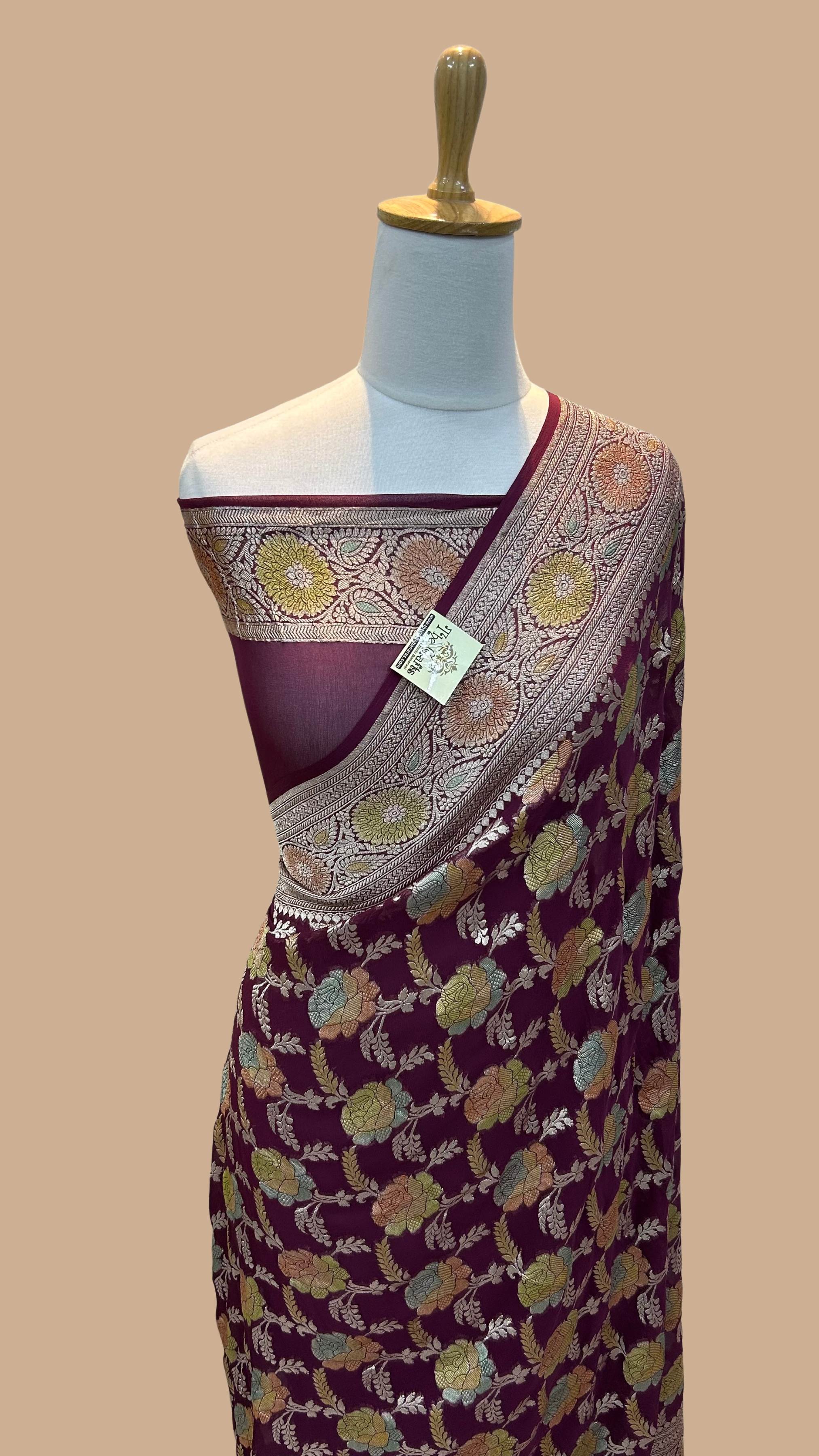 Khaddi Georgette Handloom Banarasi Saree