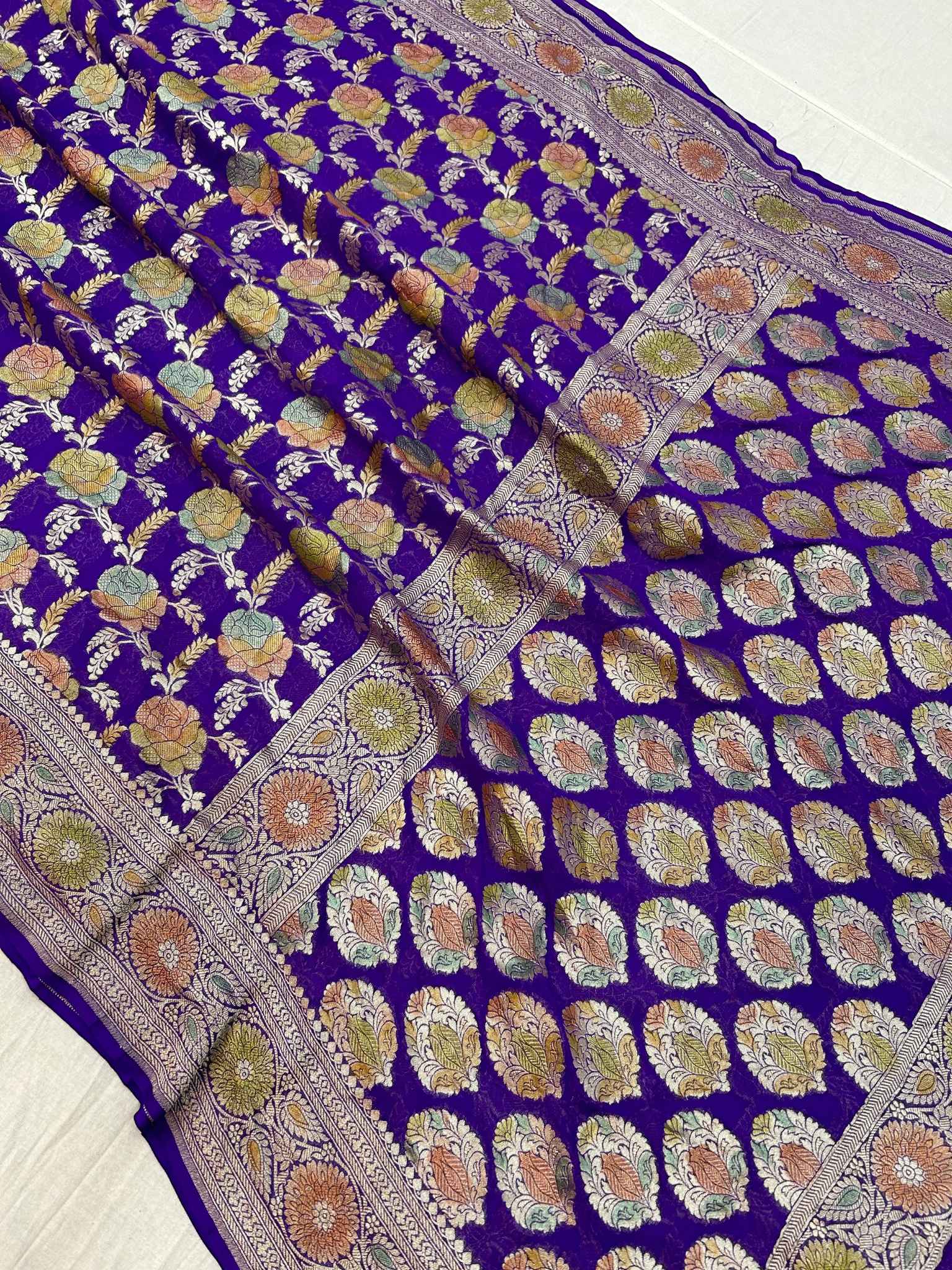 Khaddi Georgette Handloom Banarasi Saree