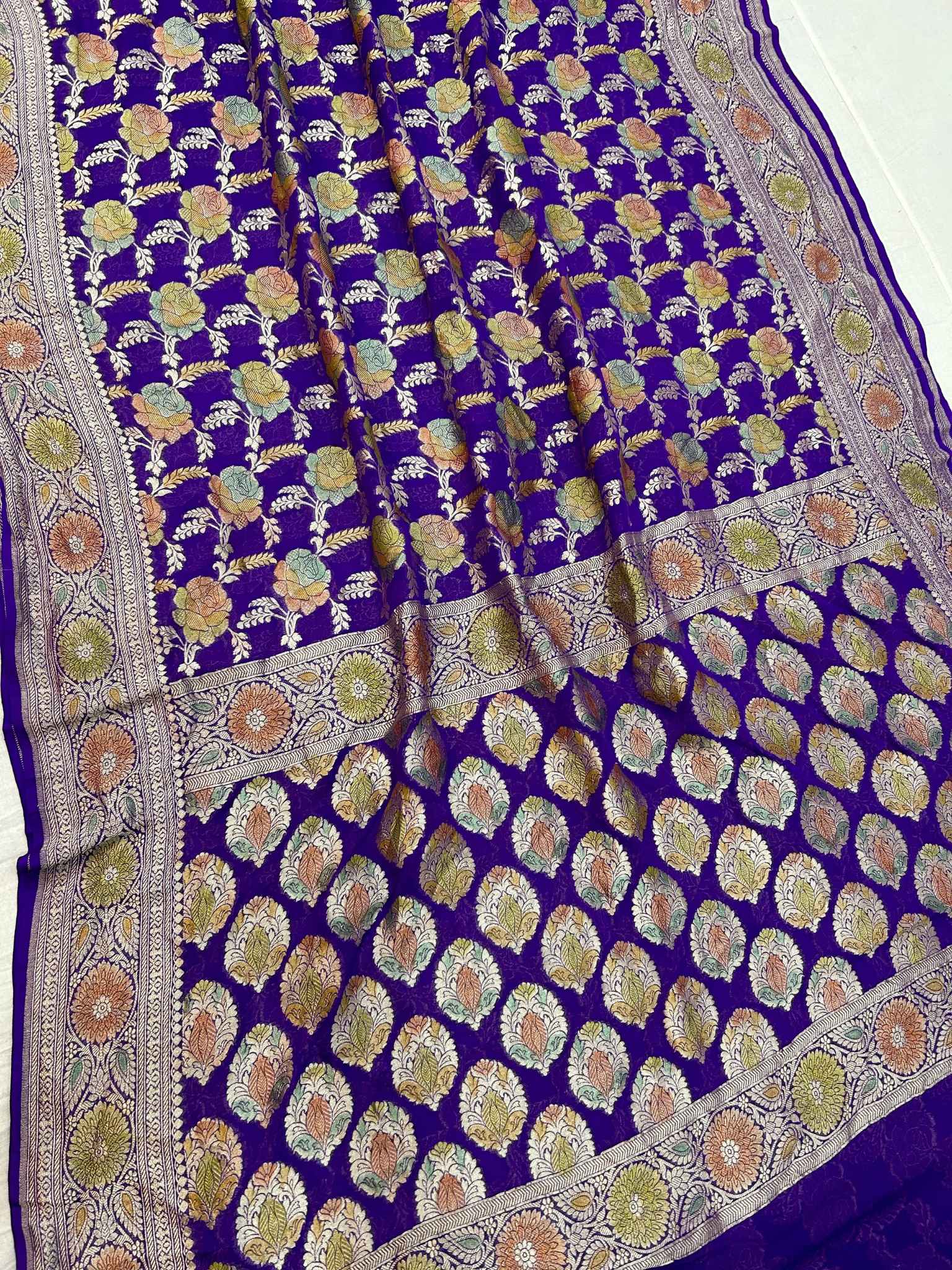 Khaddi Georgette Handloom Banarasi Saree