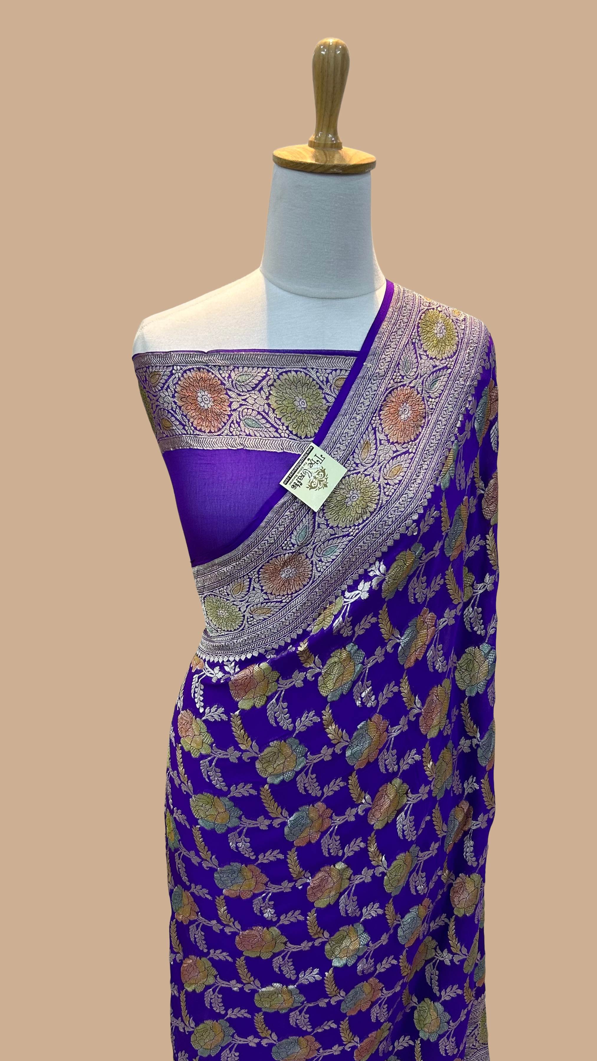 Khaddi Georgette Handloom Banarasi Saree