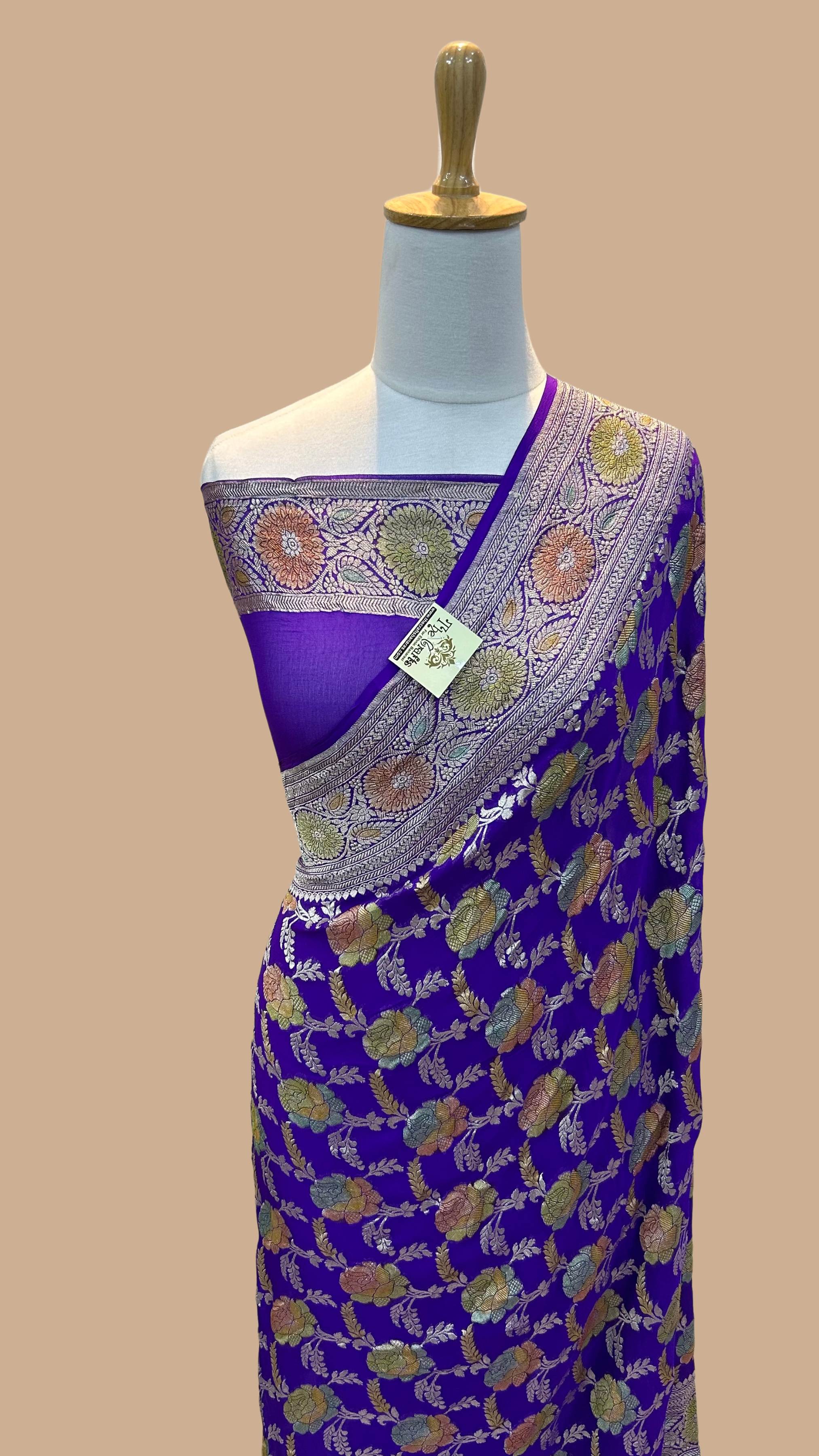 Khaddi Georgette Handloom Banarasi Saree