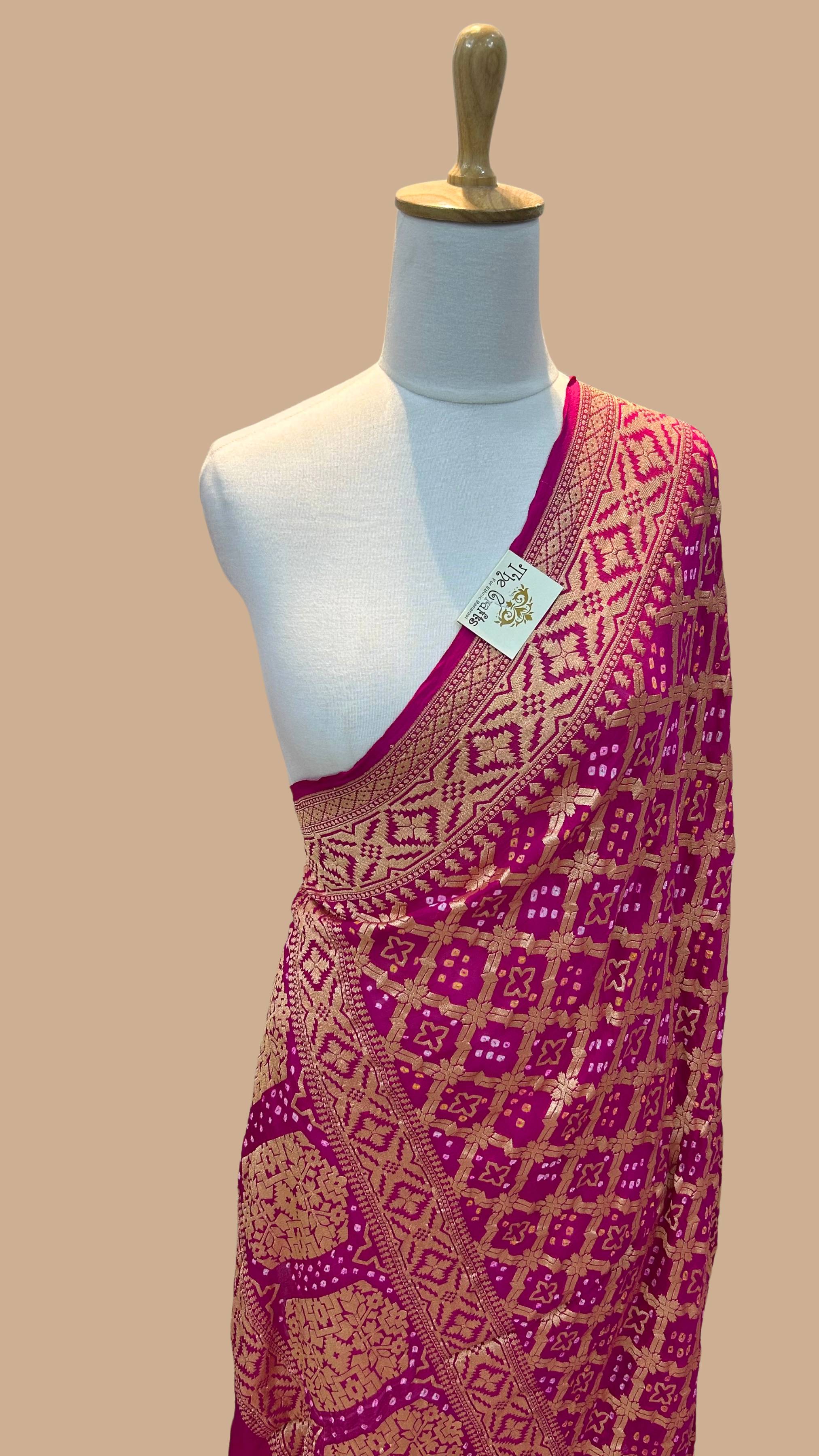 Khaddi Georgette Banarasi Handloom Bandhej Dupatta