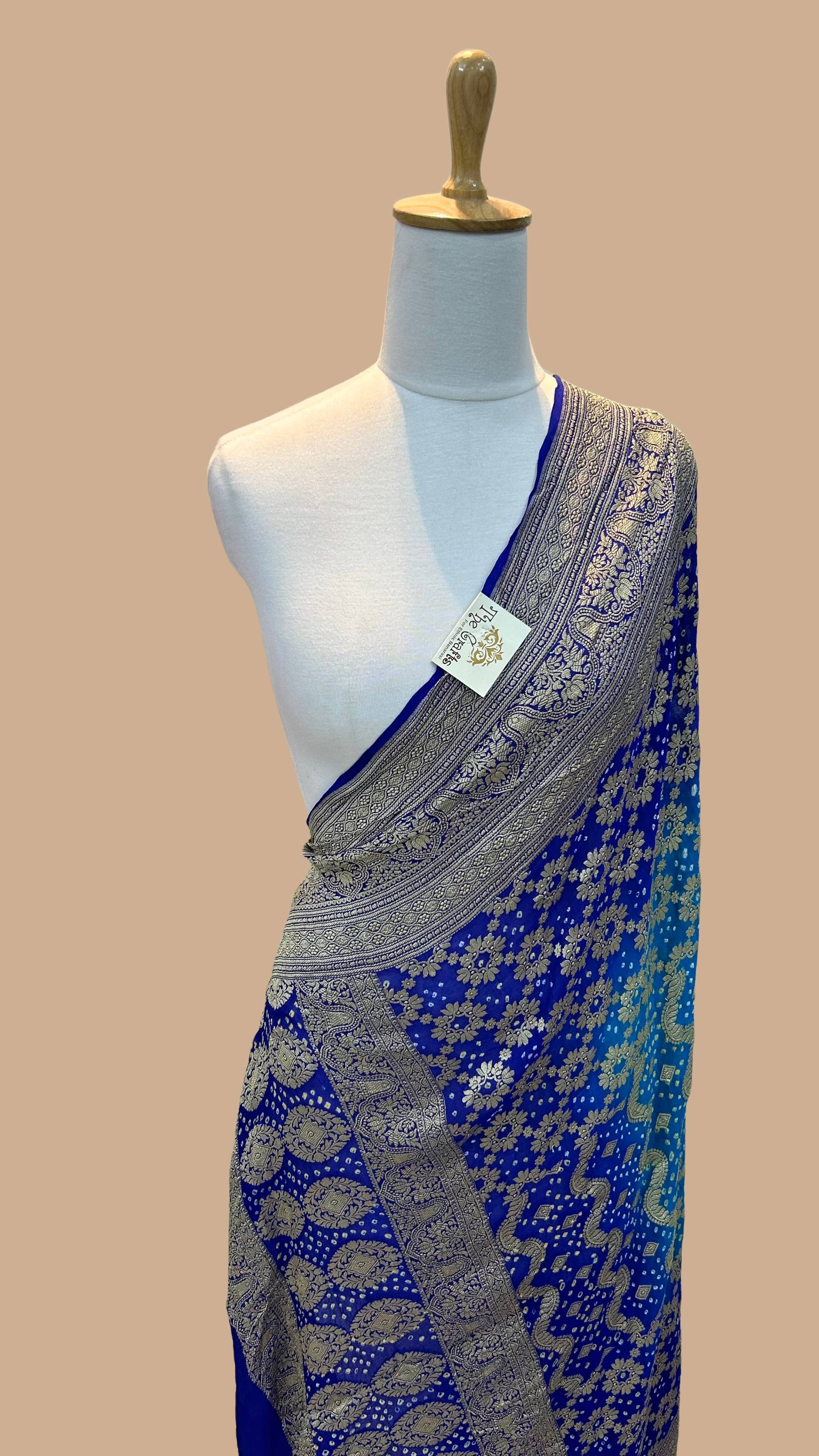 Khaddi Georgette Banarasi Handloom Bandhej Dupatta