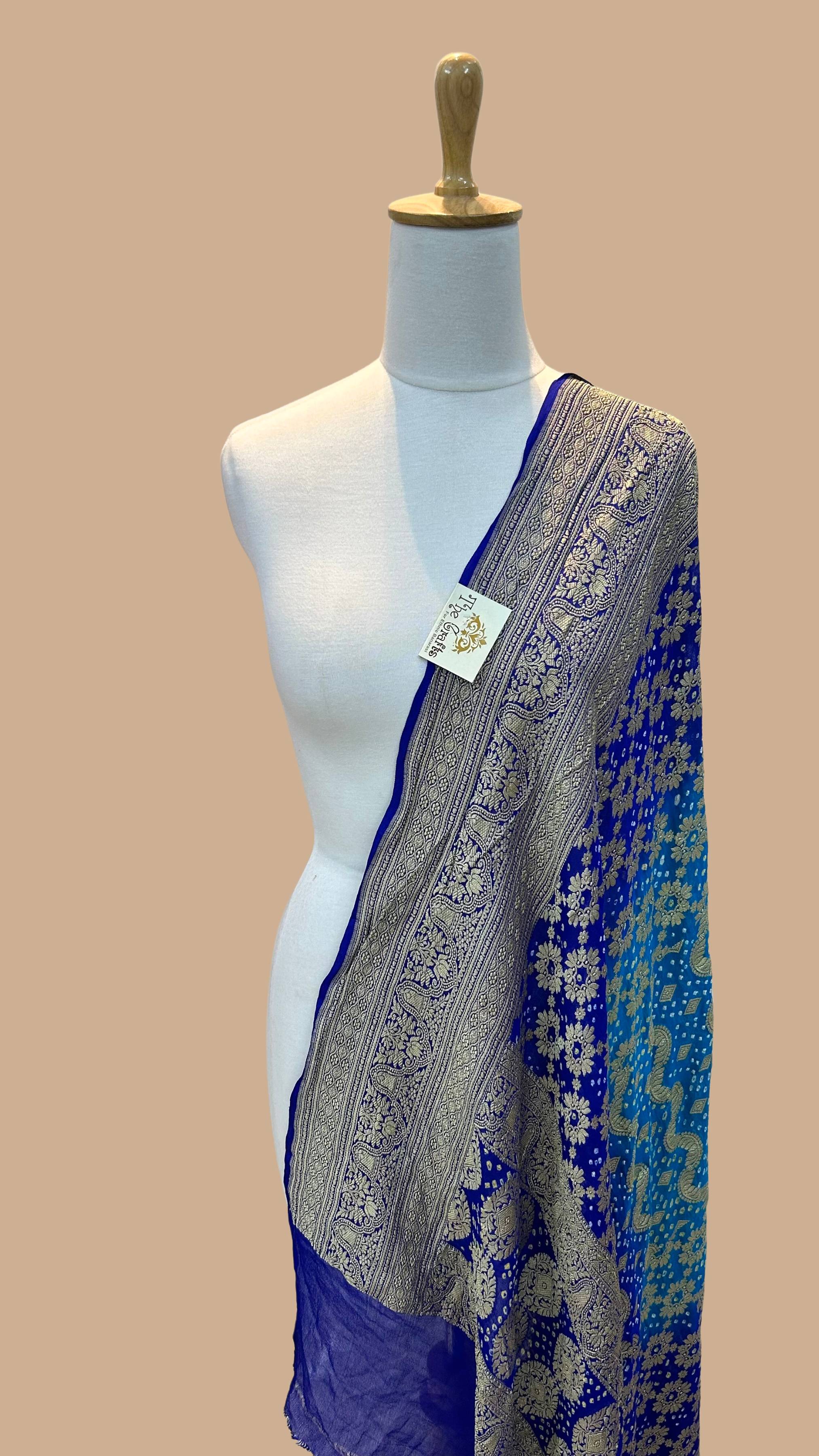 Khaddi Georgette Banarasi Handloom Bandhej Dupatta