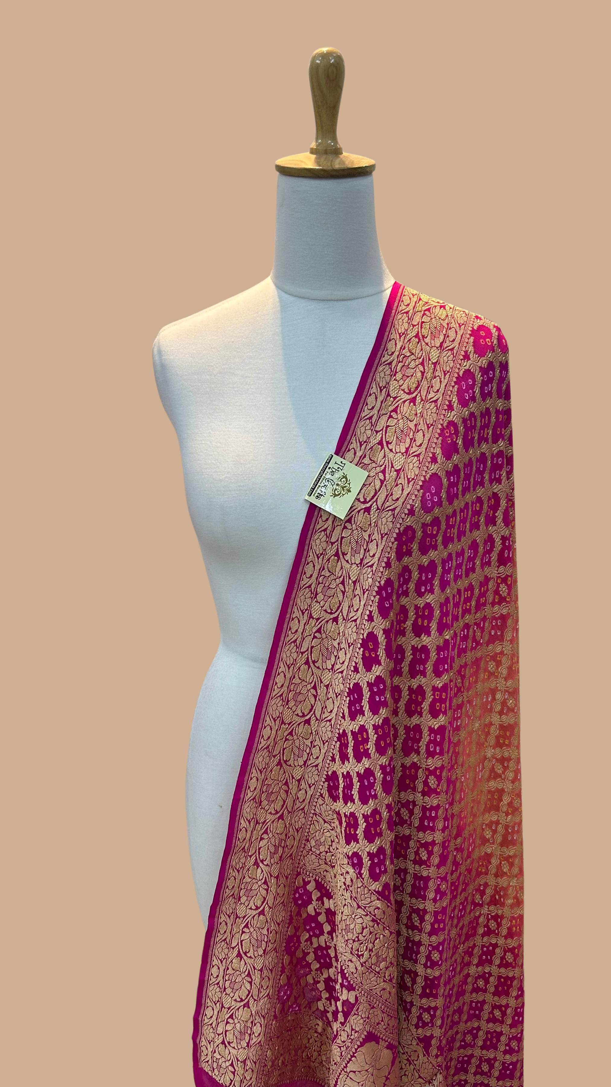 Khaddi Georgette Banarasi Handloom Bandhej Dupatta