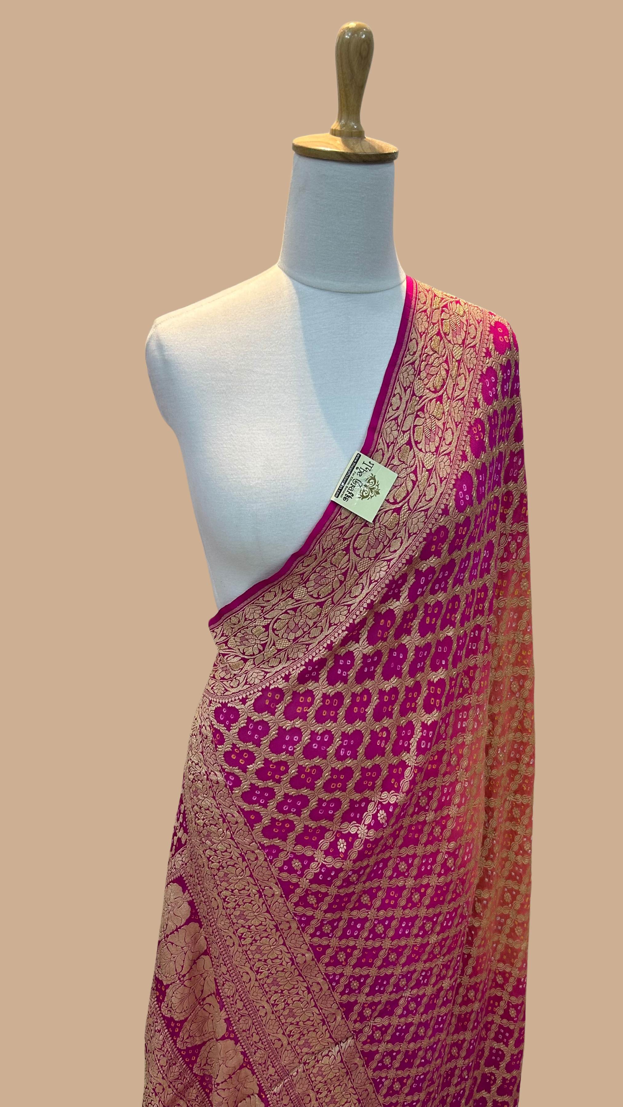 Khaddi Georgette Banarasi Handloom Bandhej Dupatta