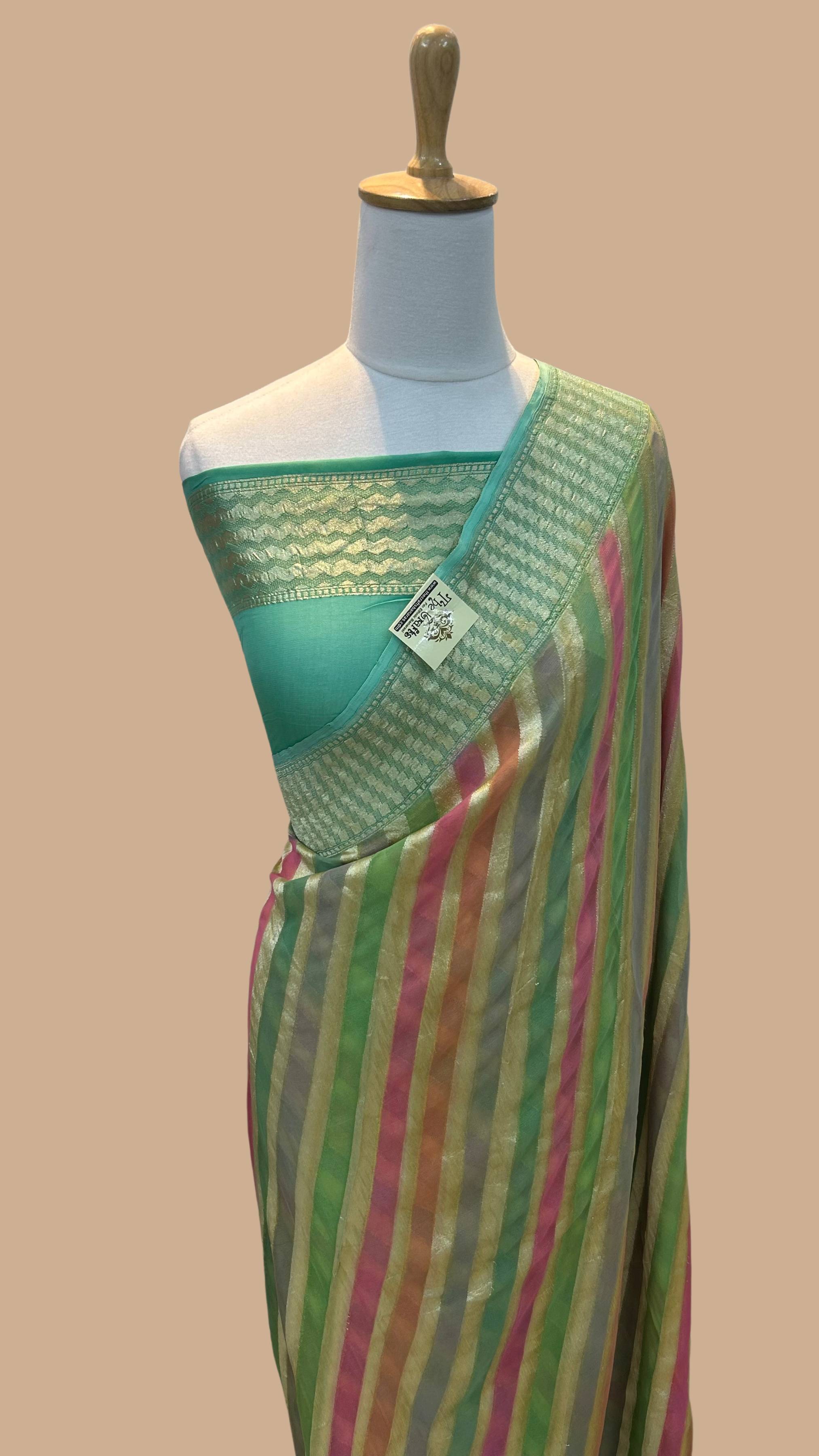 Khaddi Georgette Handloom Banarasi Saree