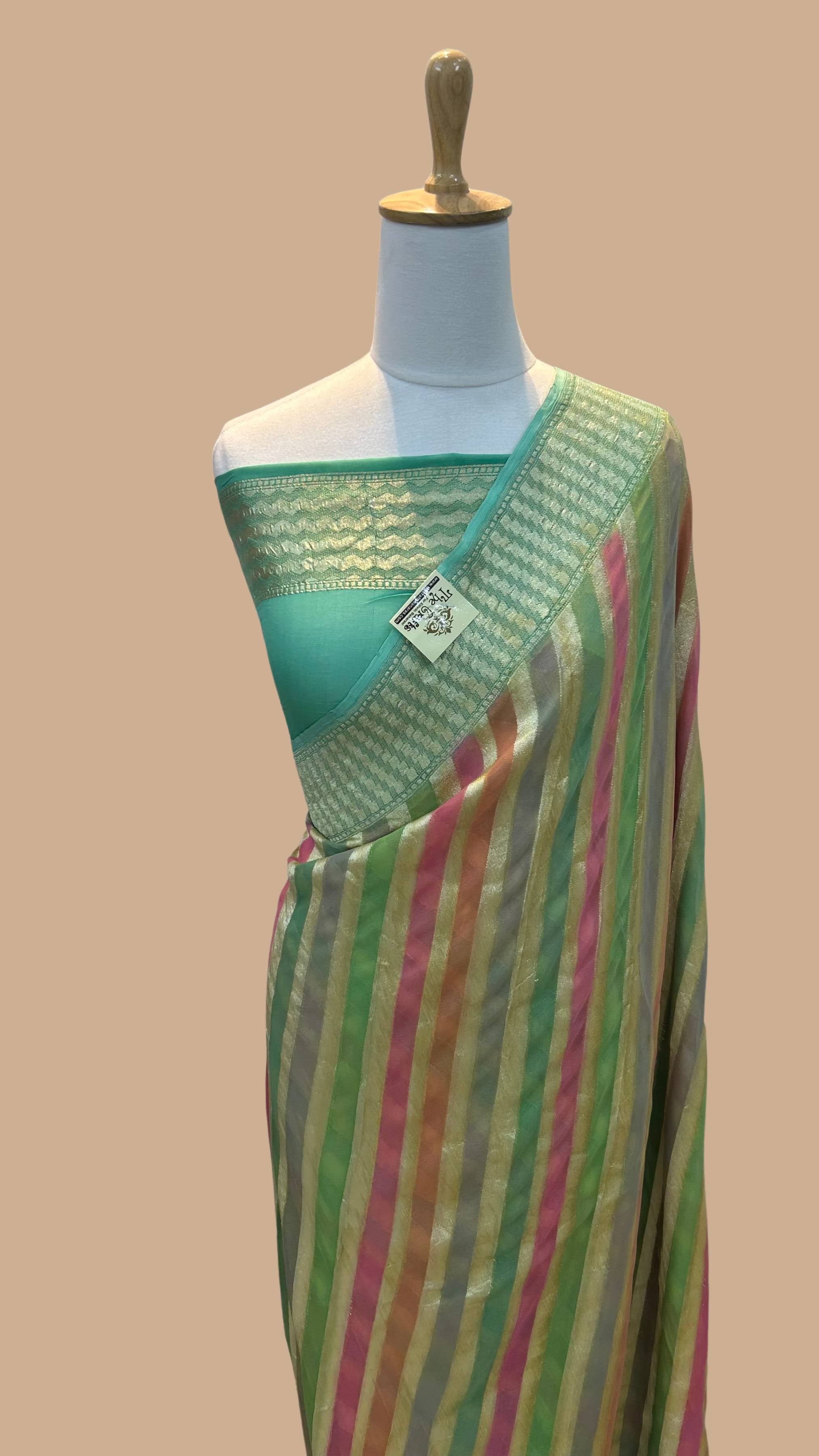 Khaddi Georgette Handloom Banarasi Saree