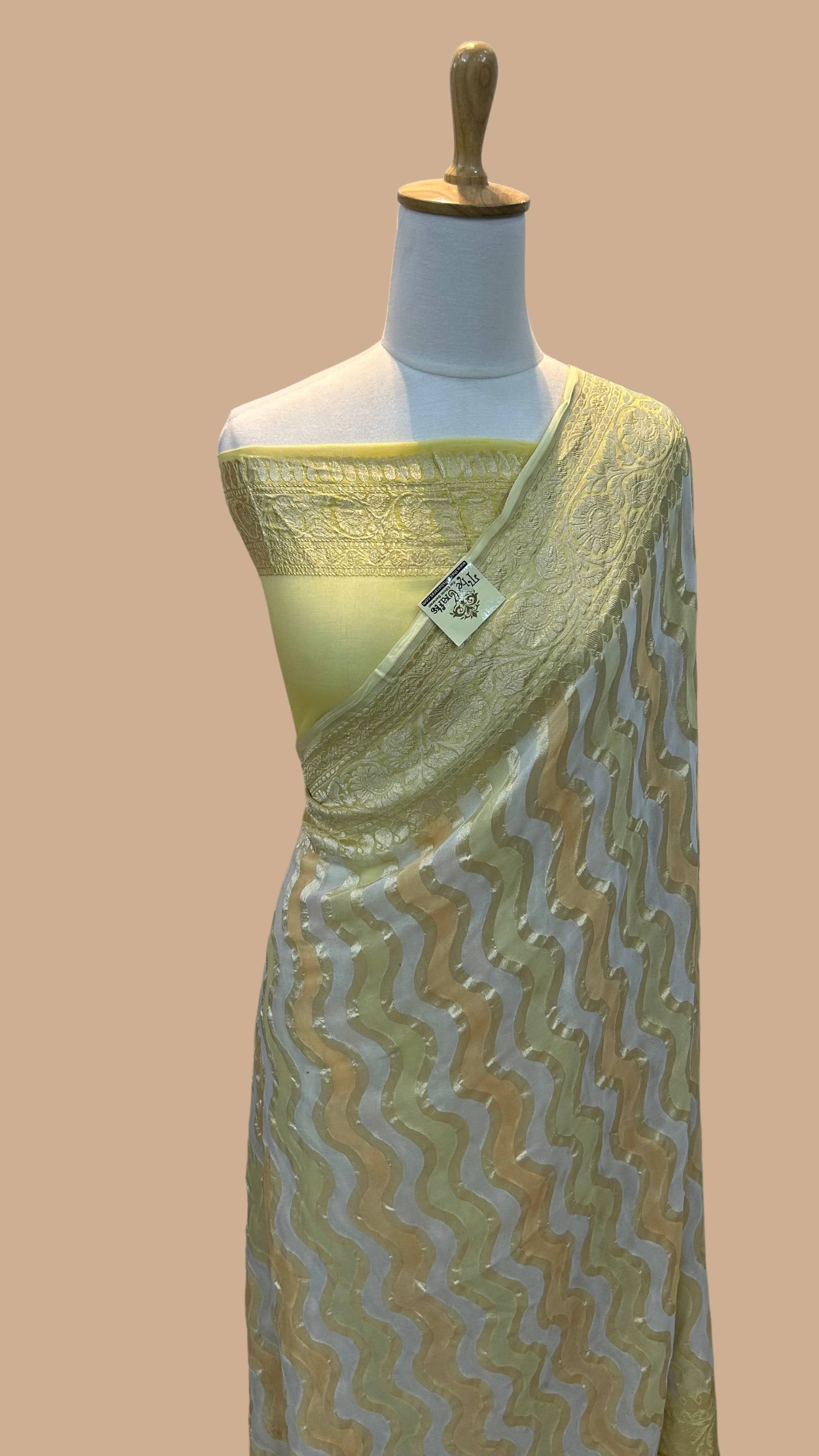 Khaddi Georgette Handloom Banarasi Saree