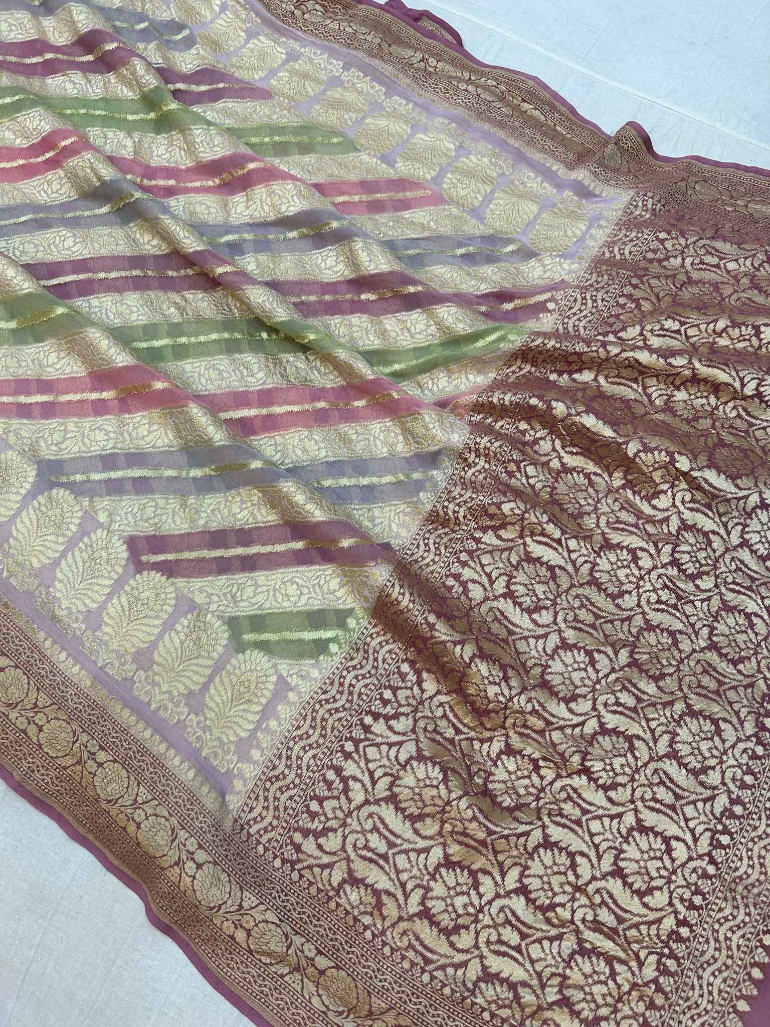 Khaddi Georgette Handloom Banarasi Saree