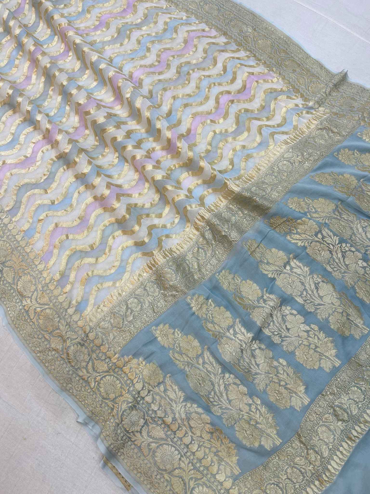 Khaddi Georgette Handloom Banarasi Saree