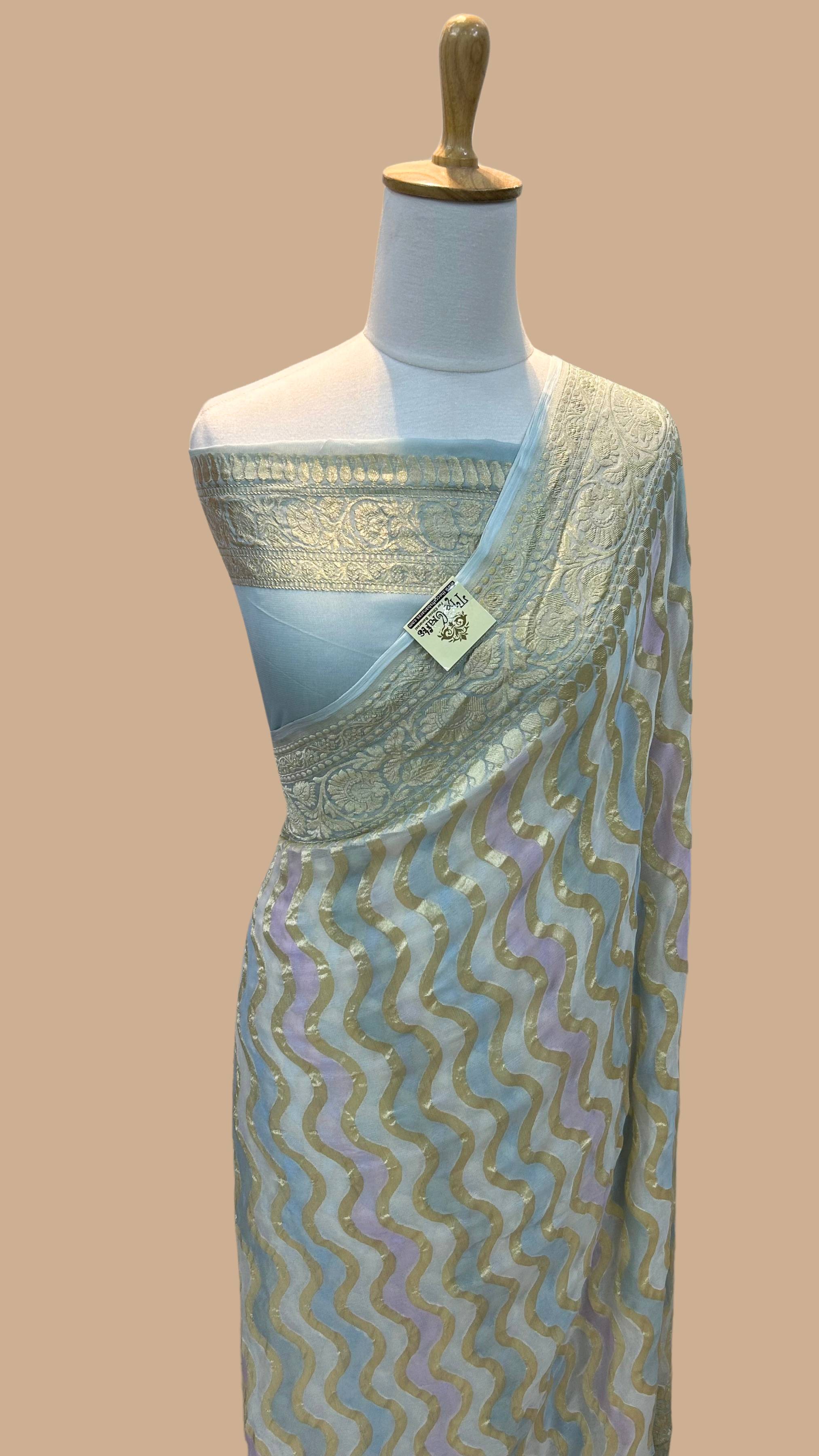 Khaddi Georgette Handloom Banarasi Saree