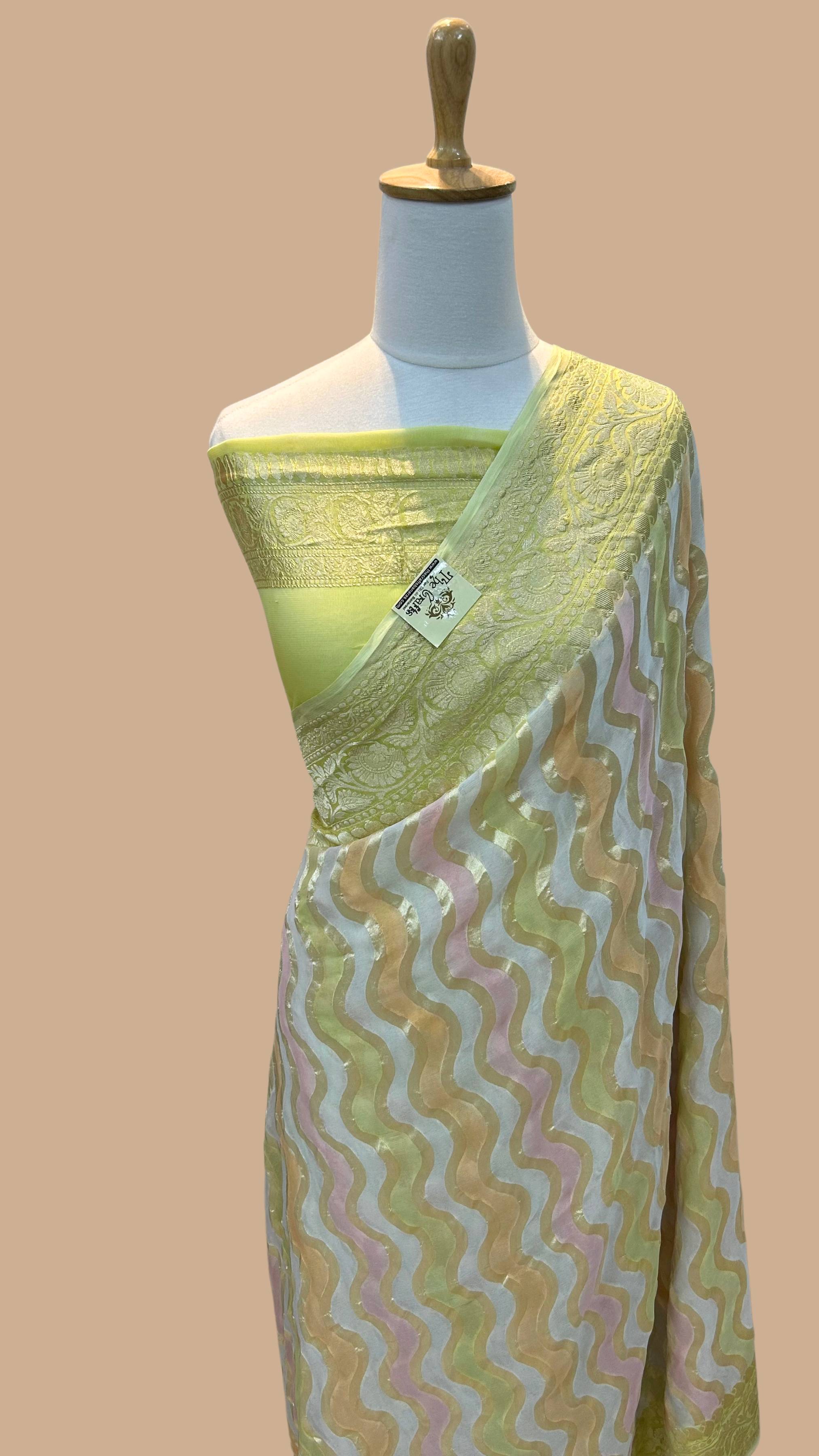 Khaddi Georgette Handloom Banarasi Saree