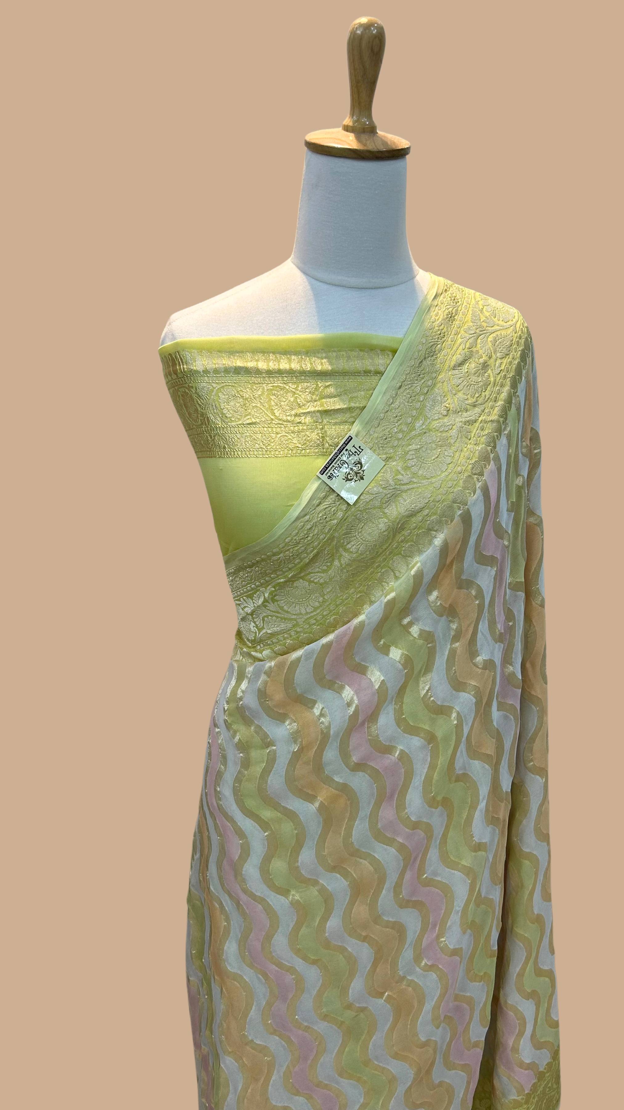 Khaddi Georgette Handloom Banarasi Saree