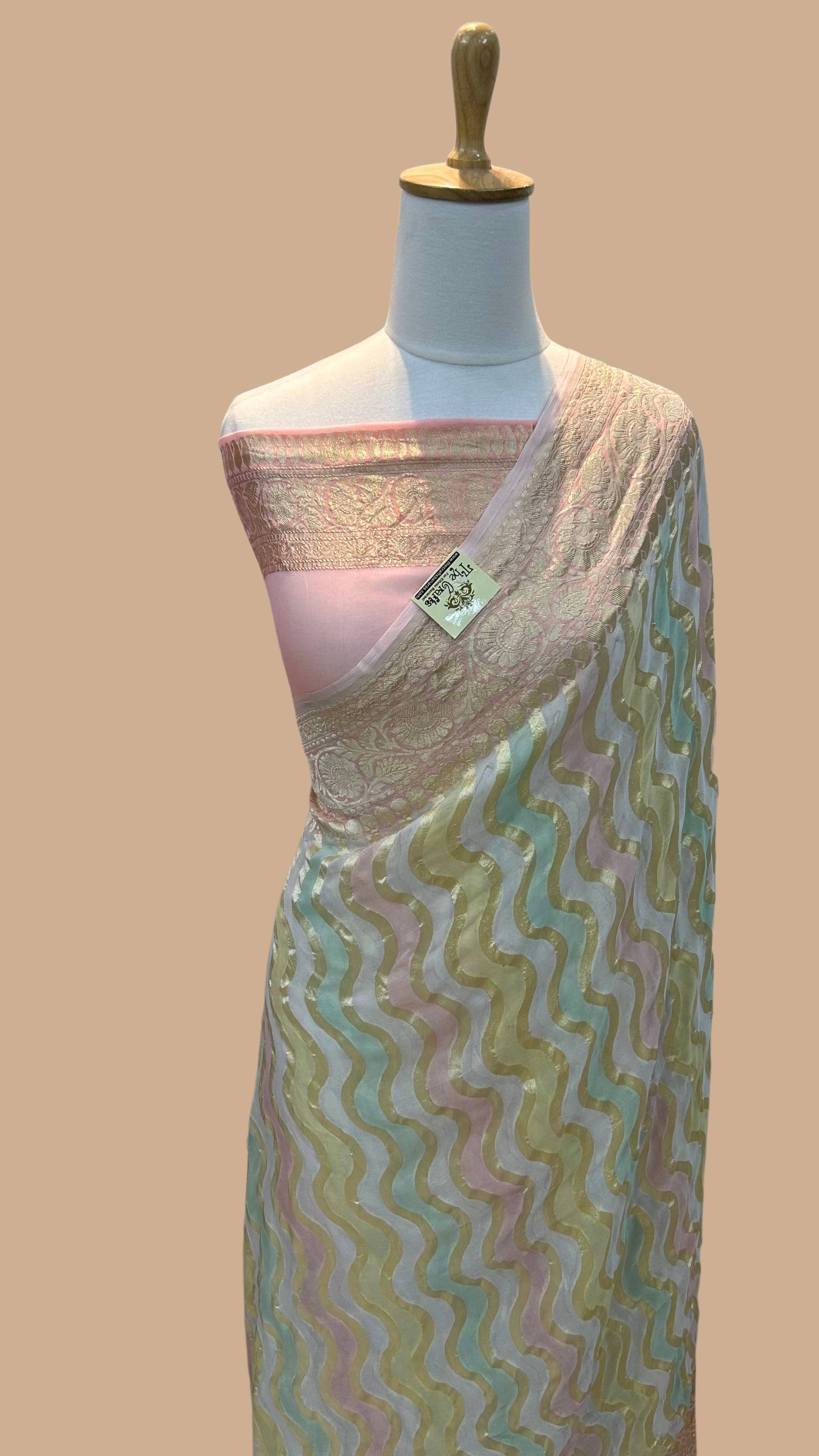 Khaddi Georgette Handloom Banarasi Saree