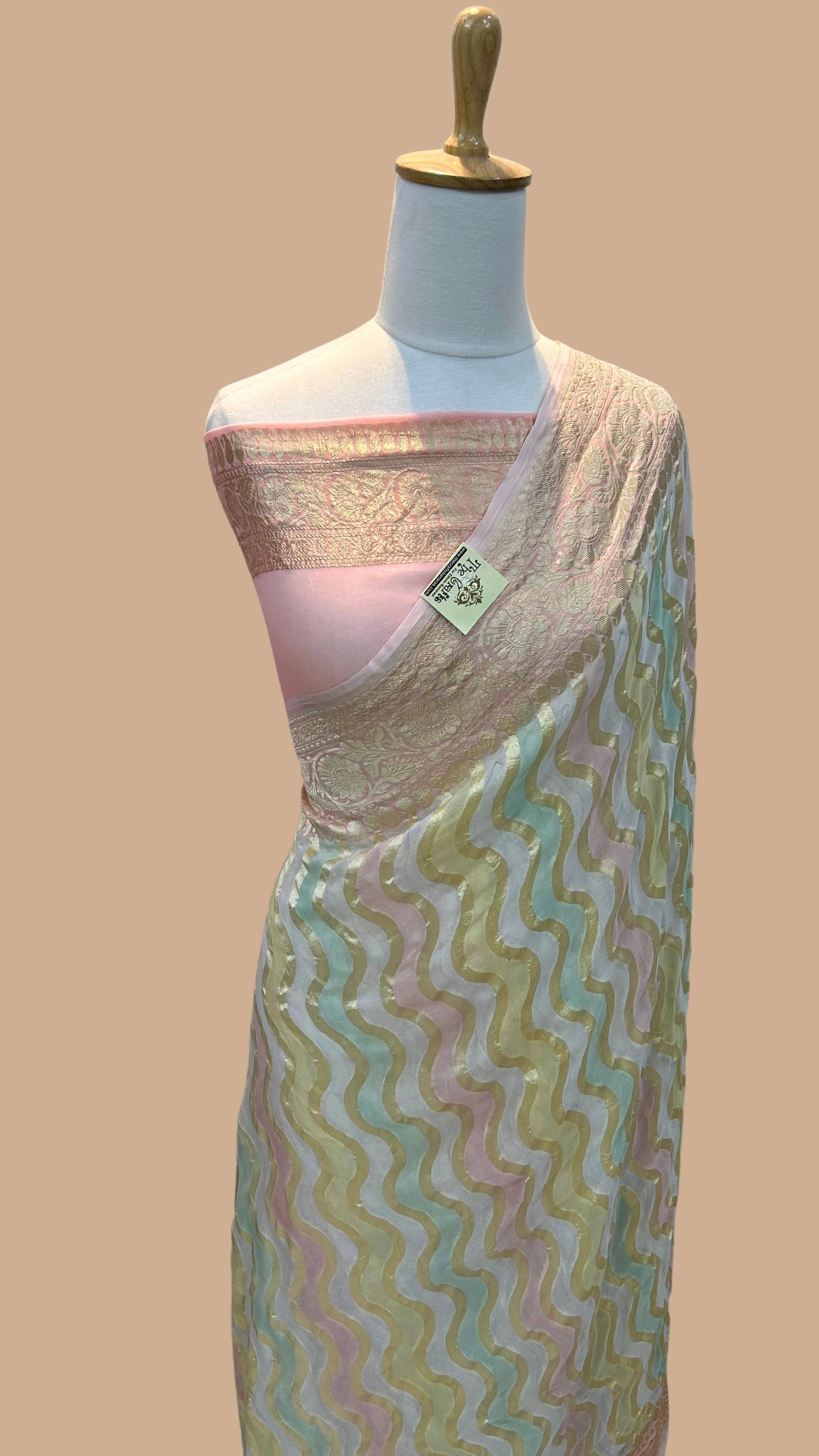 Khaddi Georgette Handloom Banarasi Saree