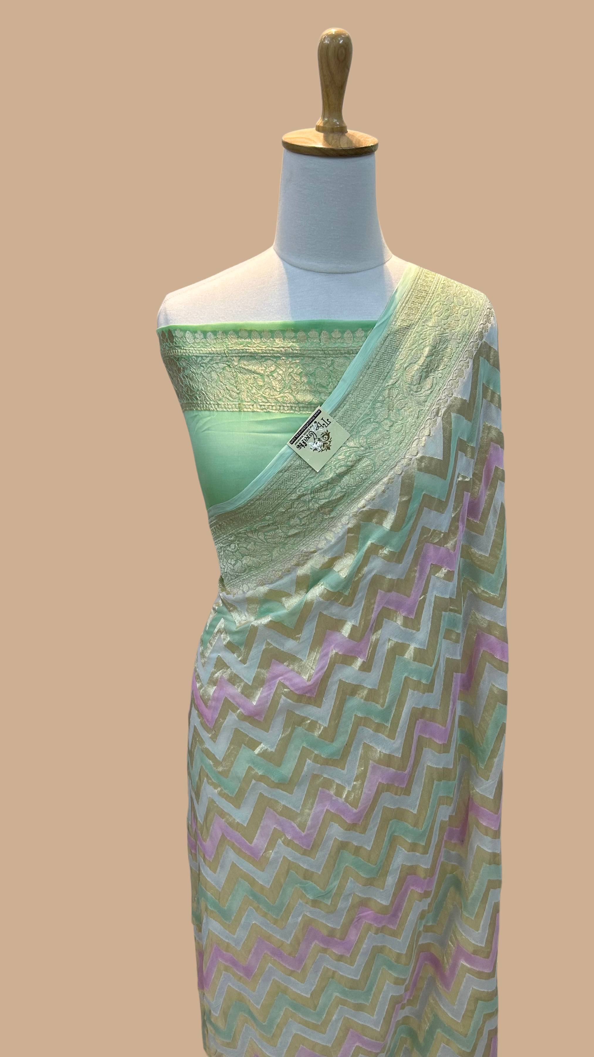 Khaddi Georgette Handloom Banarasi Saree