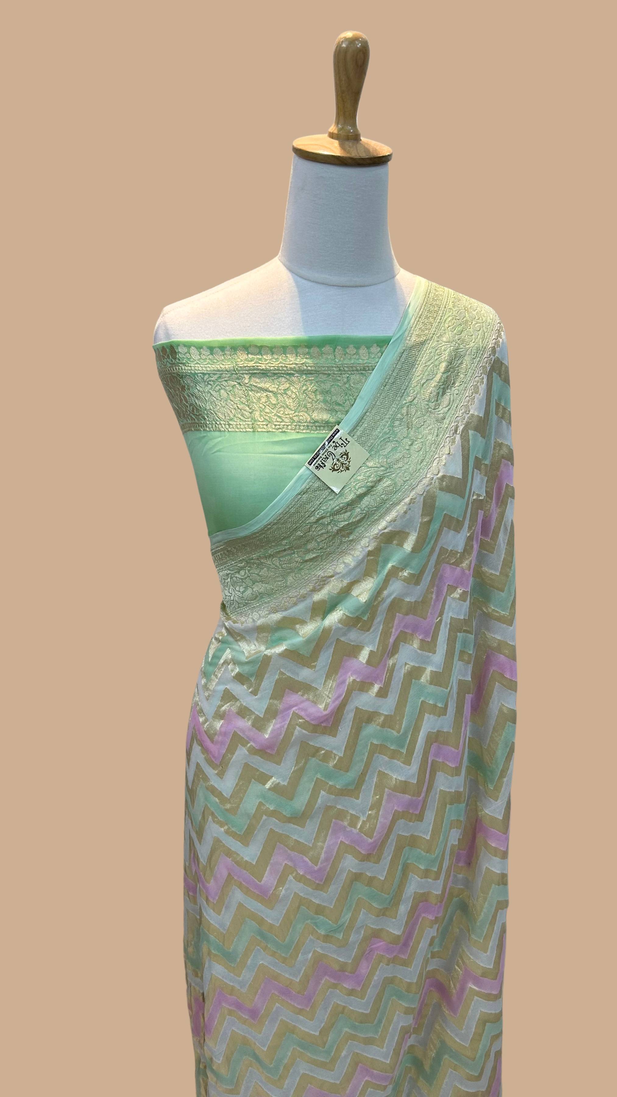 Khaddi Georgette Handloom Banarasi Saree