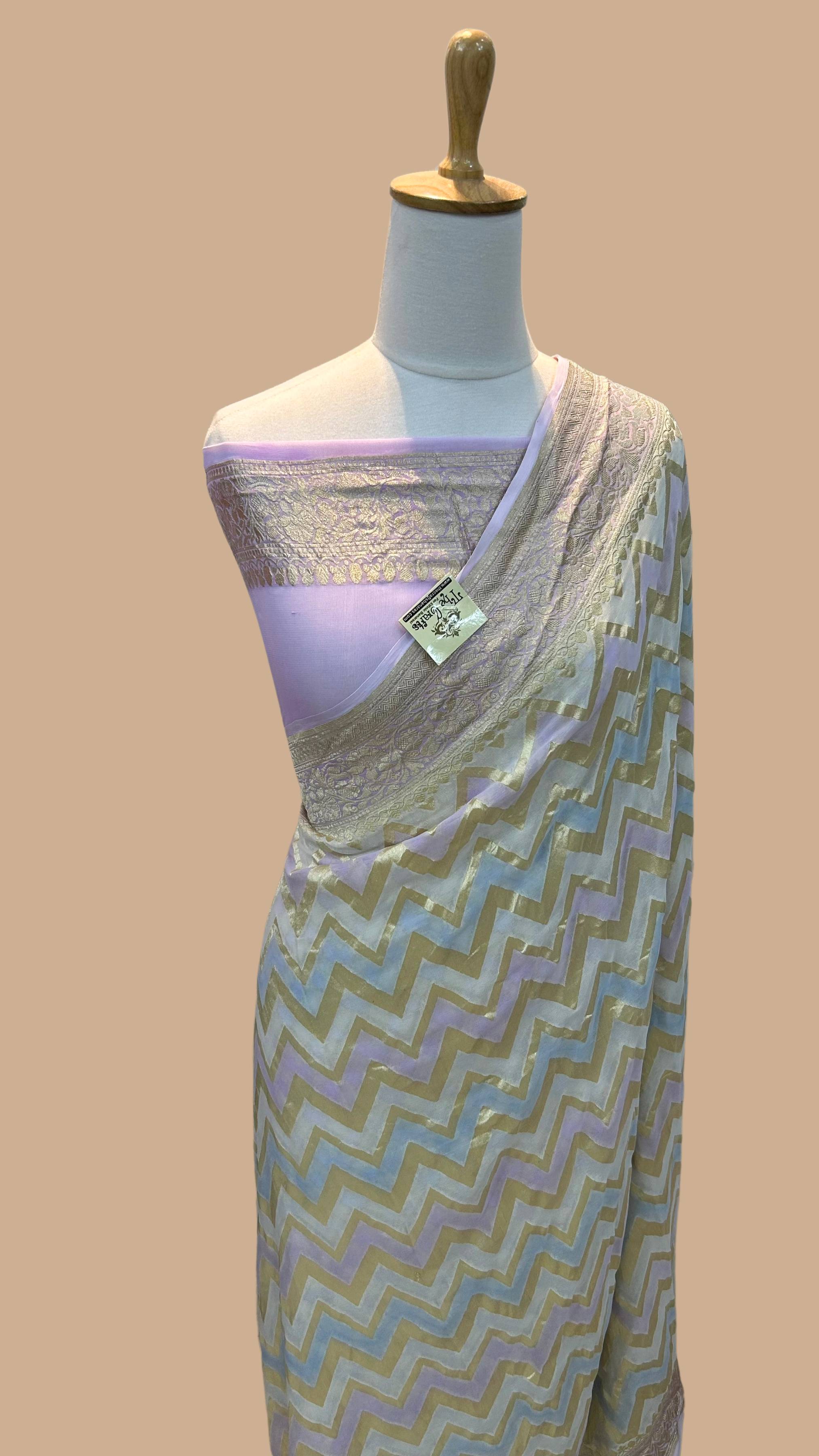 Khaddi Georgette Handloom Banarasi Saree