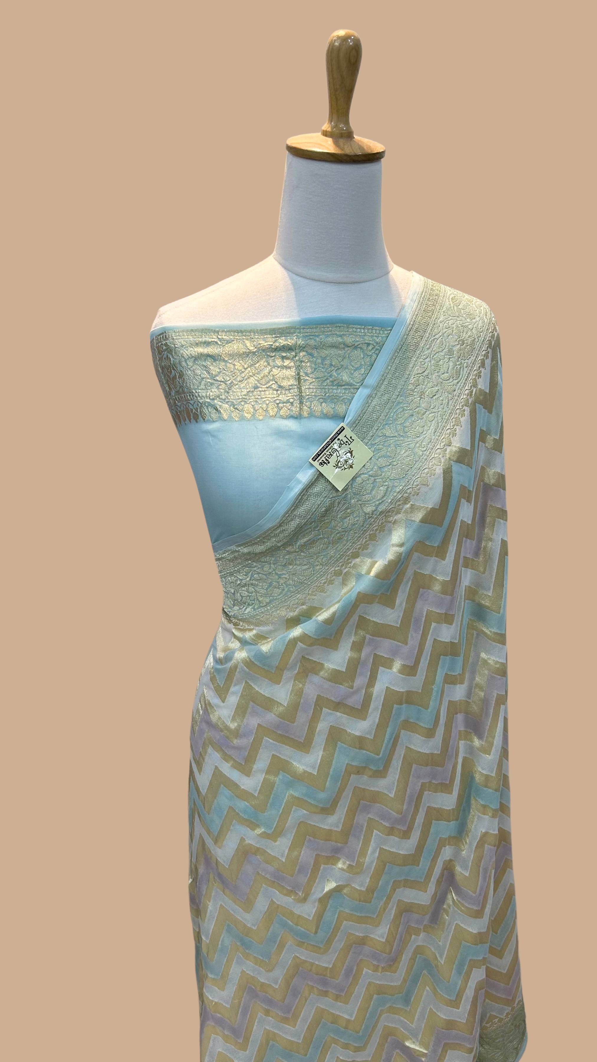 Khaddi Georgette Handloom Banarasi Saree